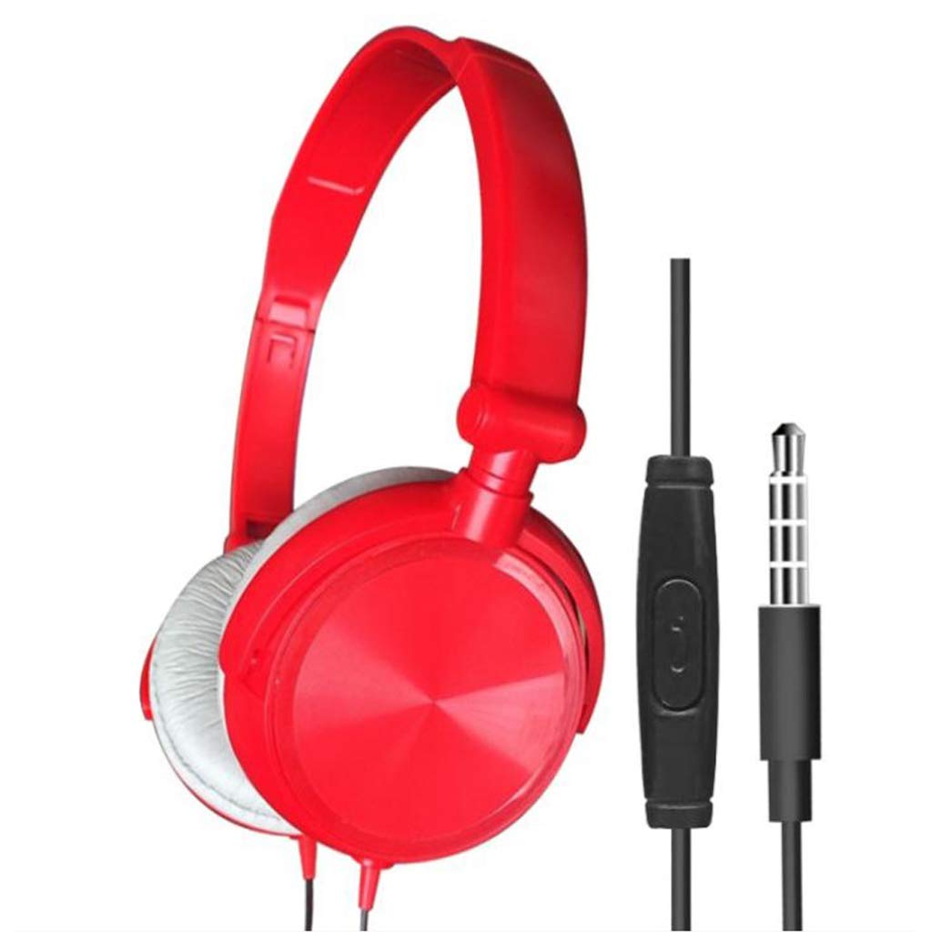 MagiDeal S1 Foldable Wired Headphones with Microphone - 3.5mm Stereo Sound, Lightweight Portable Headset for Gaming, Office & Travel (Red)