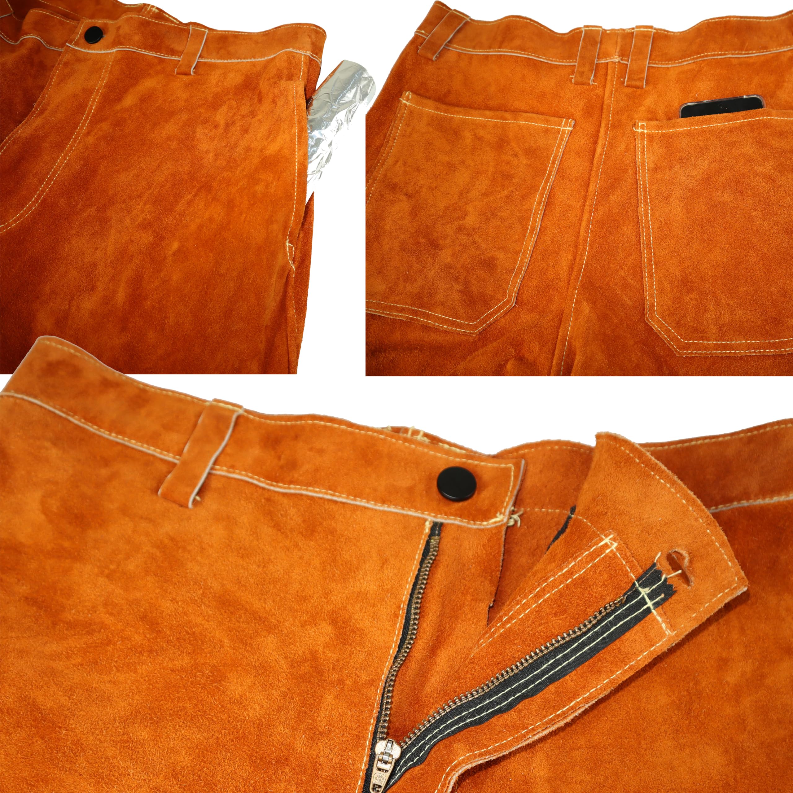 Heavy Duty Leather Welding Pants - Heat & Flame Resistant Workwear for Metalworking, Construction & DIY Projects