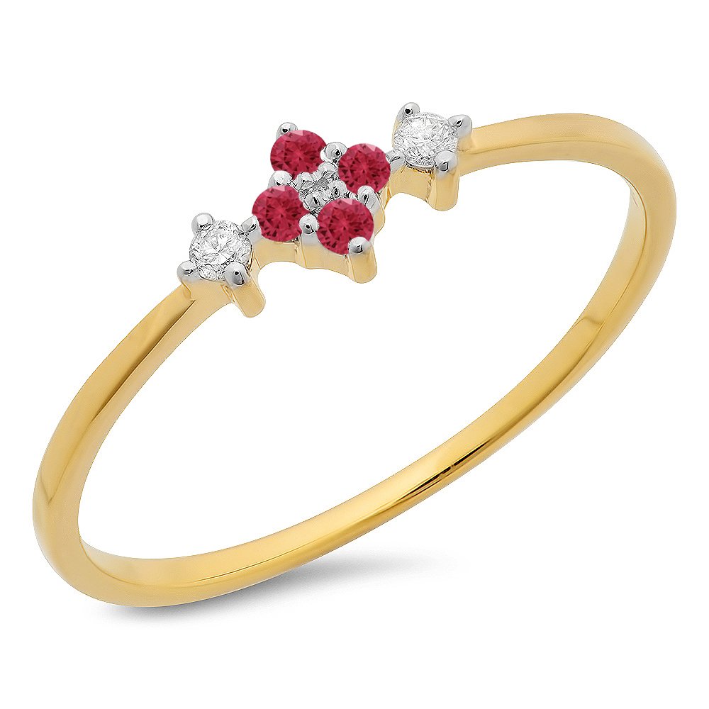 10K Solid Gold Round Cut Ruby & White Diamond Bridal Ring - Elegant Engagement & Promise Ring for Women, Perfect for Proposals, Anniversaries & Special Occasions