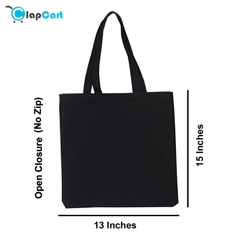 Black Canvas Tote Bag for Women - Printed Cotton Handbag with Emotional Baggage Design | Durable Multipurpose Purse for Work, School & Shopping | Cute Casual Shoulder Bag for Girls