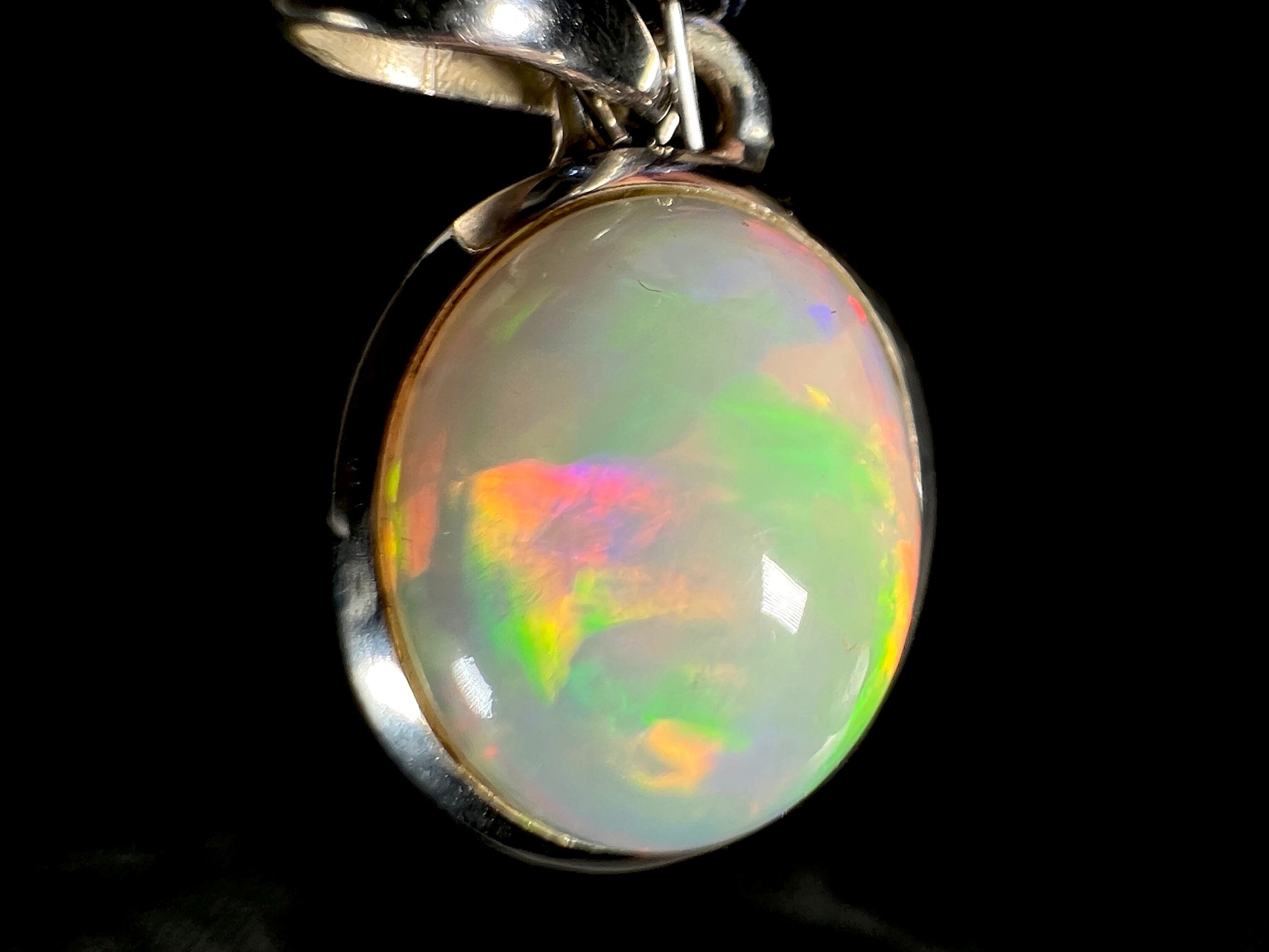 10x12mm Oval Welo Opal Pendant Necklace in Sterling Silver - October Birthstone Jewelry for Women, Gift for Her, Elegant Everyday & Special Occasion Wear