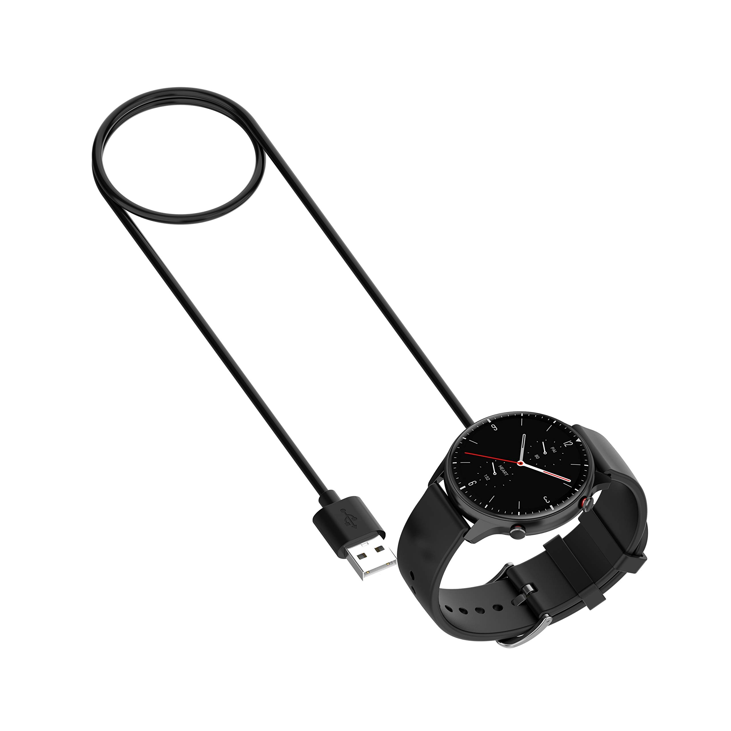 Amazfit Bip 3/Bip 3 Pro Charging Cable - USB Replacement Charger Dock & Smartwatch Accessory - Fast Charging Cord for Amazfit Bip 3 Pro (Black) - Perfect for Home, Office & Travel Use