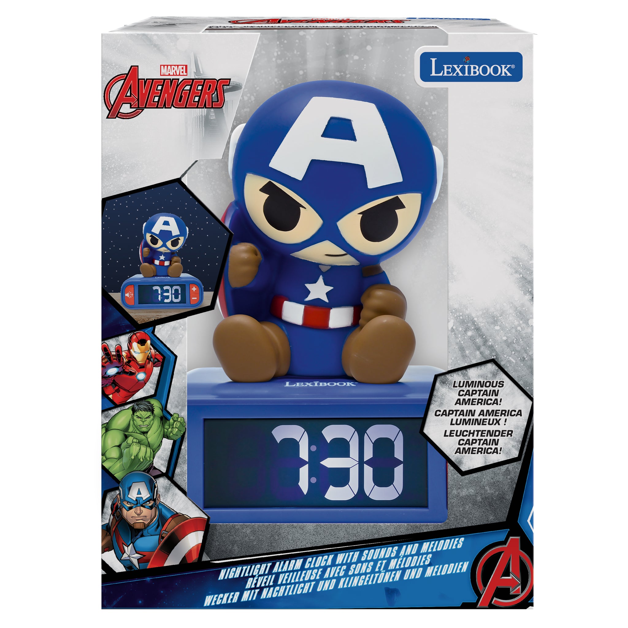 Captain America Night Light Alarm Clock with Sound - Superhero Bedroom Decor for Kids & Adults, Perfect for Nighttime Safety & Fun