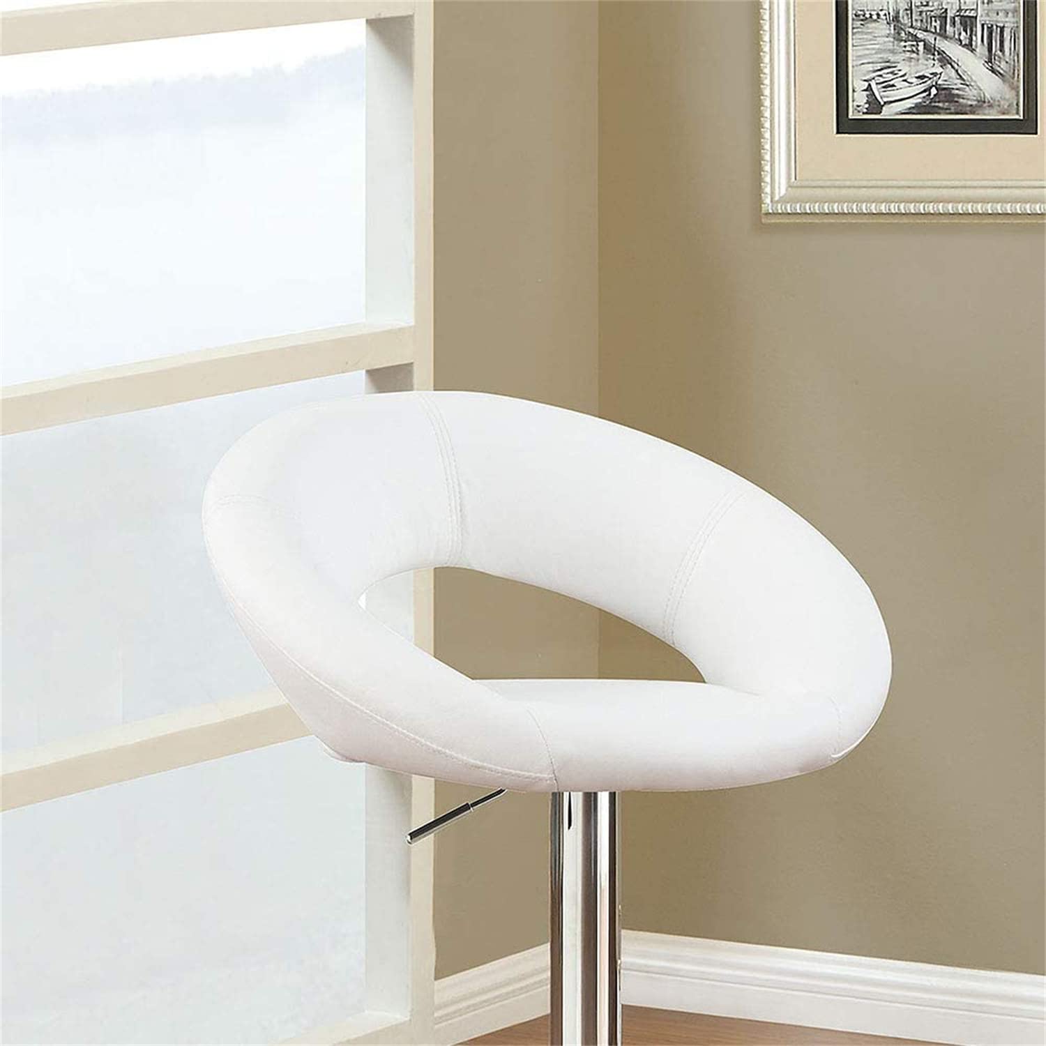 2 Pack Modern Swivel Bar Stools - Adjustable Height Faux Leather Counter Stools with Footrest & Open Back - White Upholstered Dining Chairs for Kitchen Island, Home Bar & Breakfast Nook - Perfect for Entertaining & Casual Dining