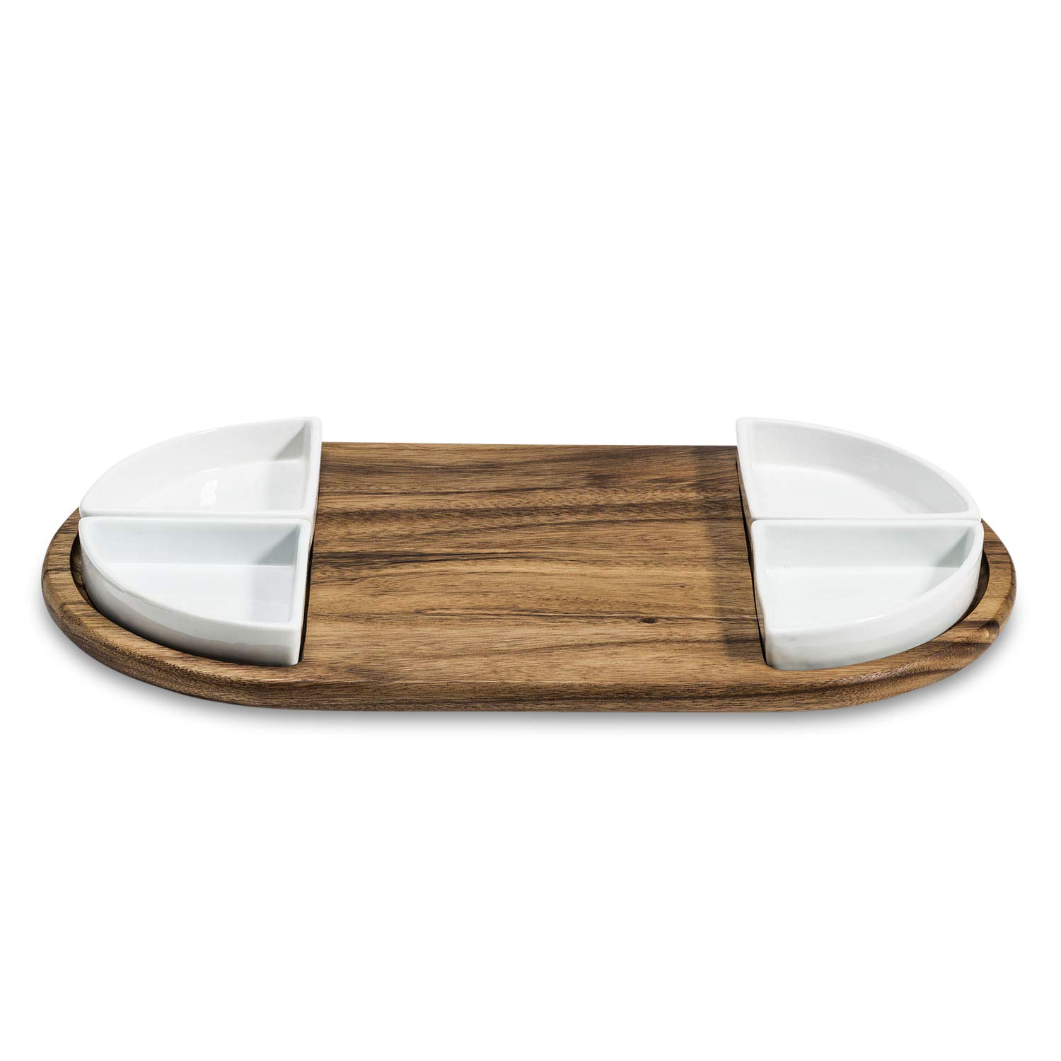 Premium Charcuterie Board with 4 Triangular Ceramic Bowls - Elegant Cheese & Charcuterie Serving Tray for Entertaining, Parties & Home Decor