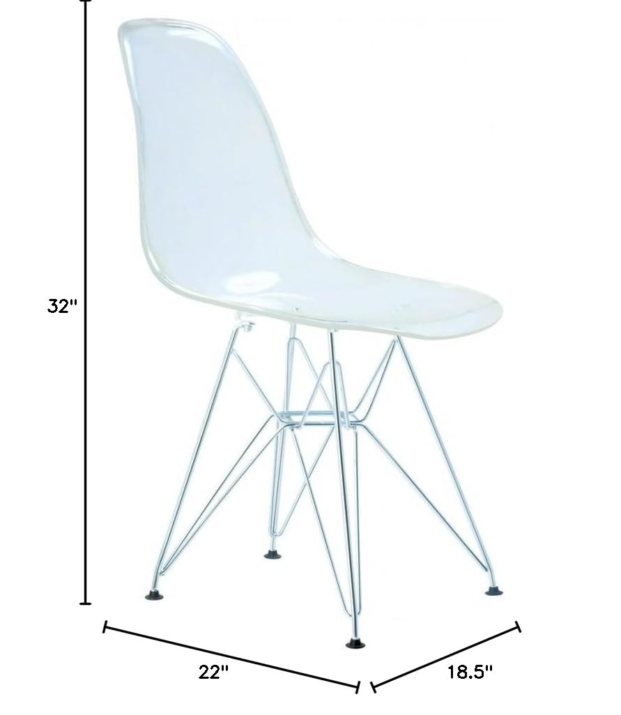 Mid Century Modern Paris Tower Transparent Ghost Side Chairs - Set of 2 Clear Acrylic Dining Chairs for Kitchen, Dining Room & Office - Elegant Contemporary Seating Furniture