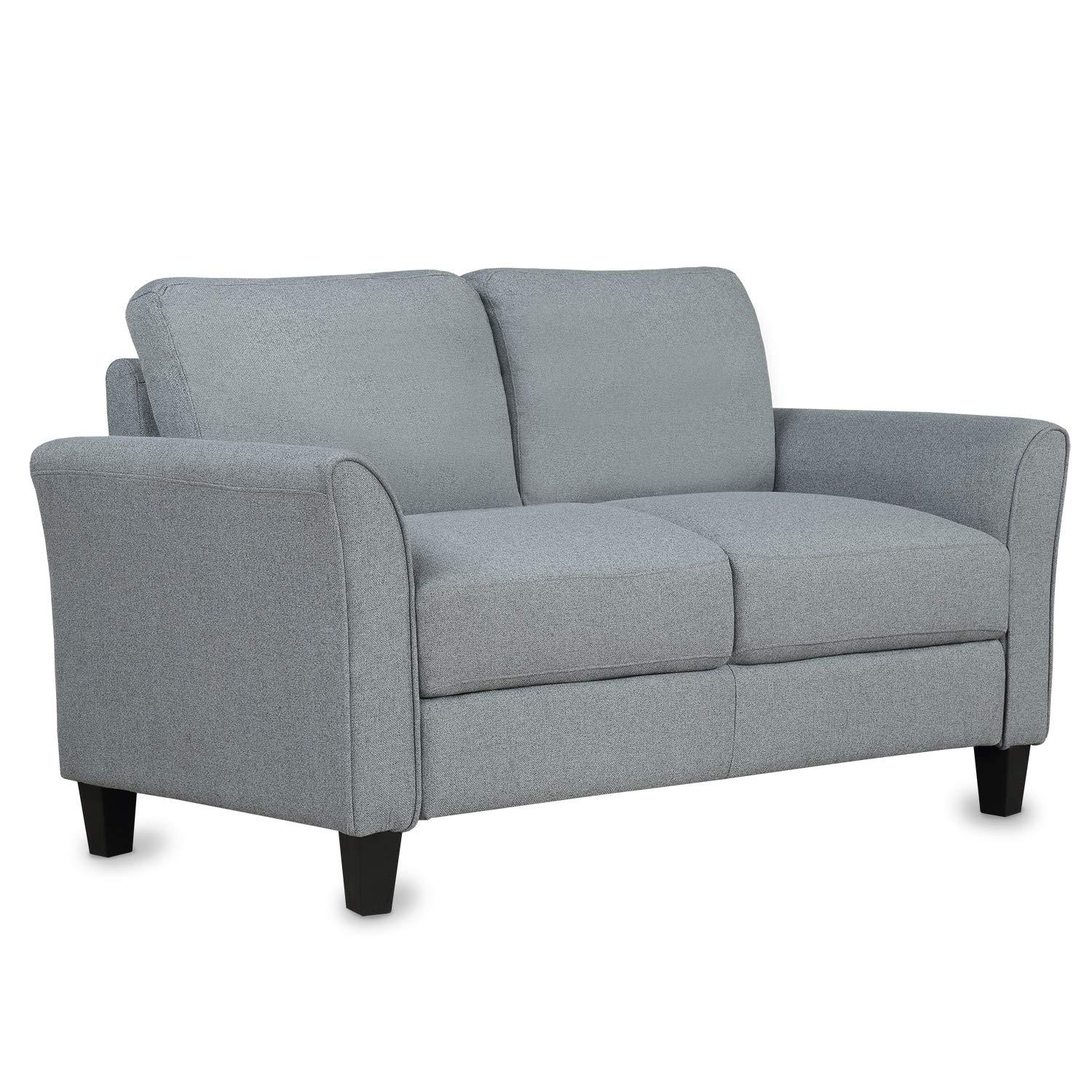 Rockjame Upholstered Fabric Sofa with Sturdy Hardwood Frame - Comfortable Living Room Couch for Bedroom, Office, Apartment & Dorm | Perfect for Small Spaces & Studio Apartments (Gray)