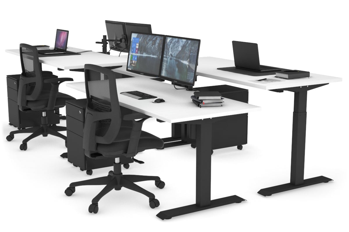 Just Right Height Adjustable 4-Person Workbench [1400L x 700W] - Heavy Duty Industrial Workstation for Factory, Warehouse & Workshop Use