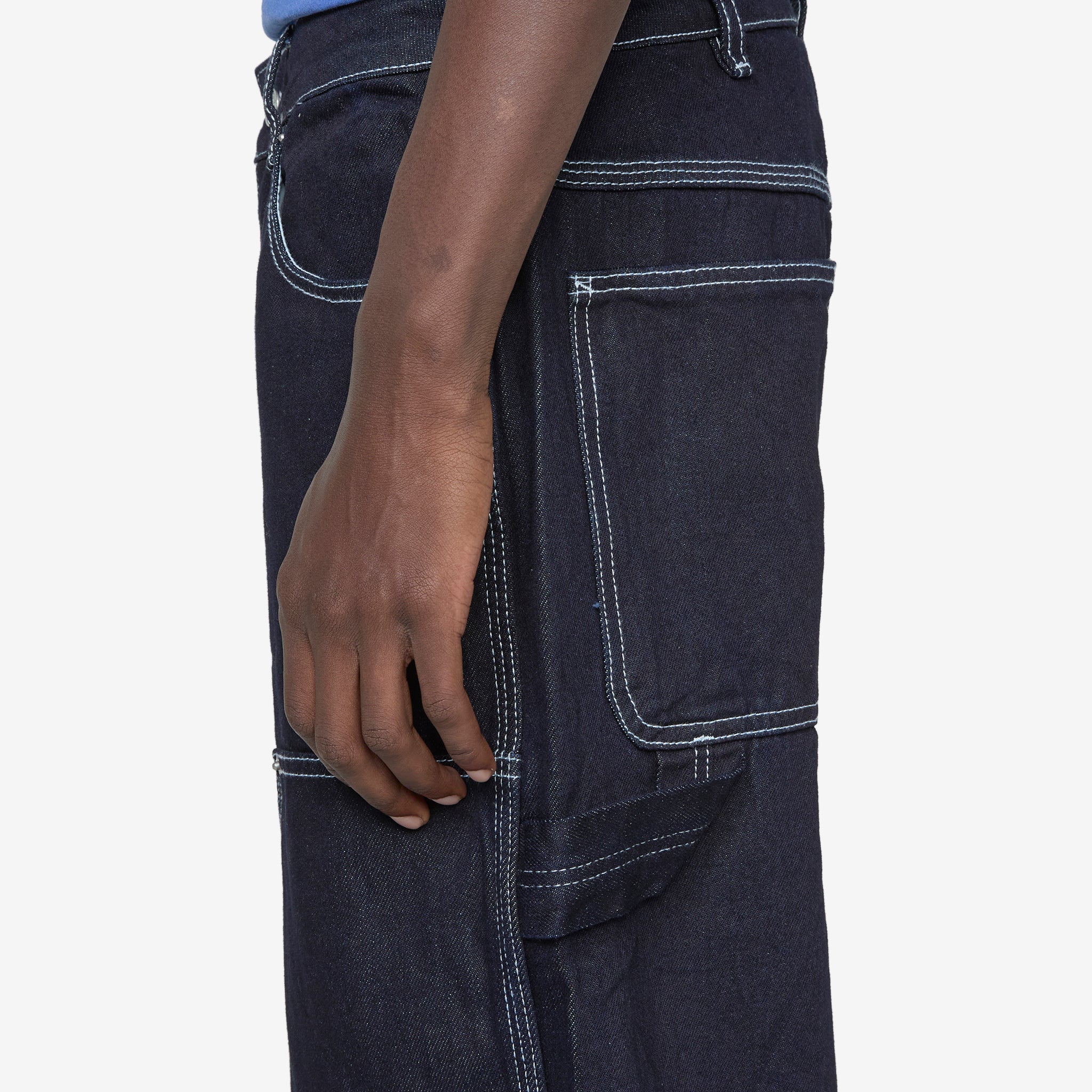 Double Knee Carpenter Pants for Men - Durable Workwear Jeans in Indigo Blue - Perfect for Construction, Woodworking & Heavy-Duty Jobs