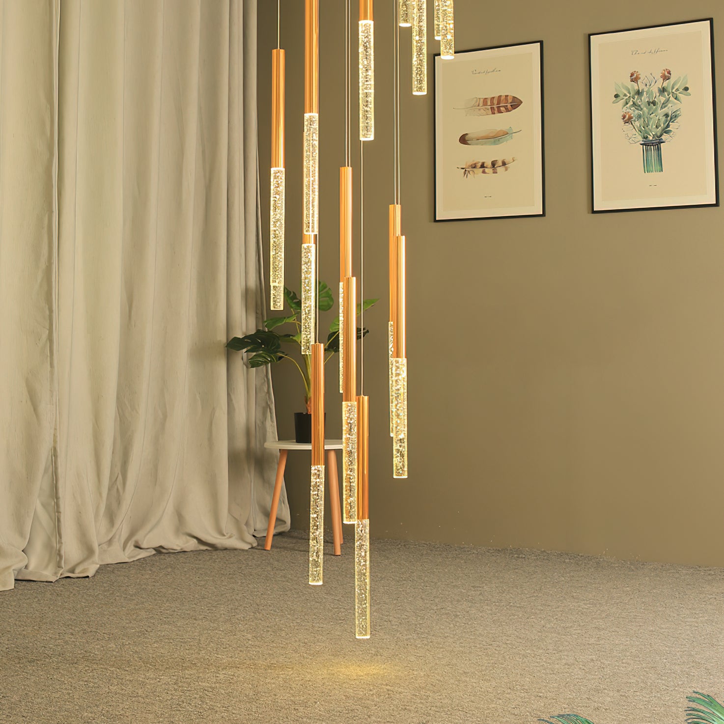 Modern Bubble Glass Pendant Light - Elegant Hanging Chandelier for Dining Room, Kitchen Island & Bedroom Decor - Dimmable LED Lighting Fixture