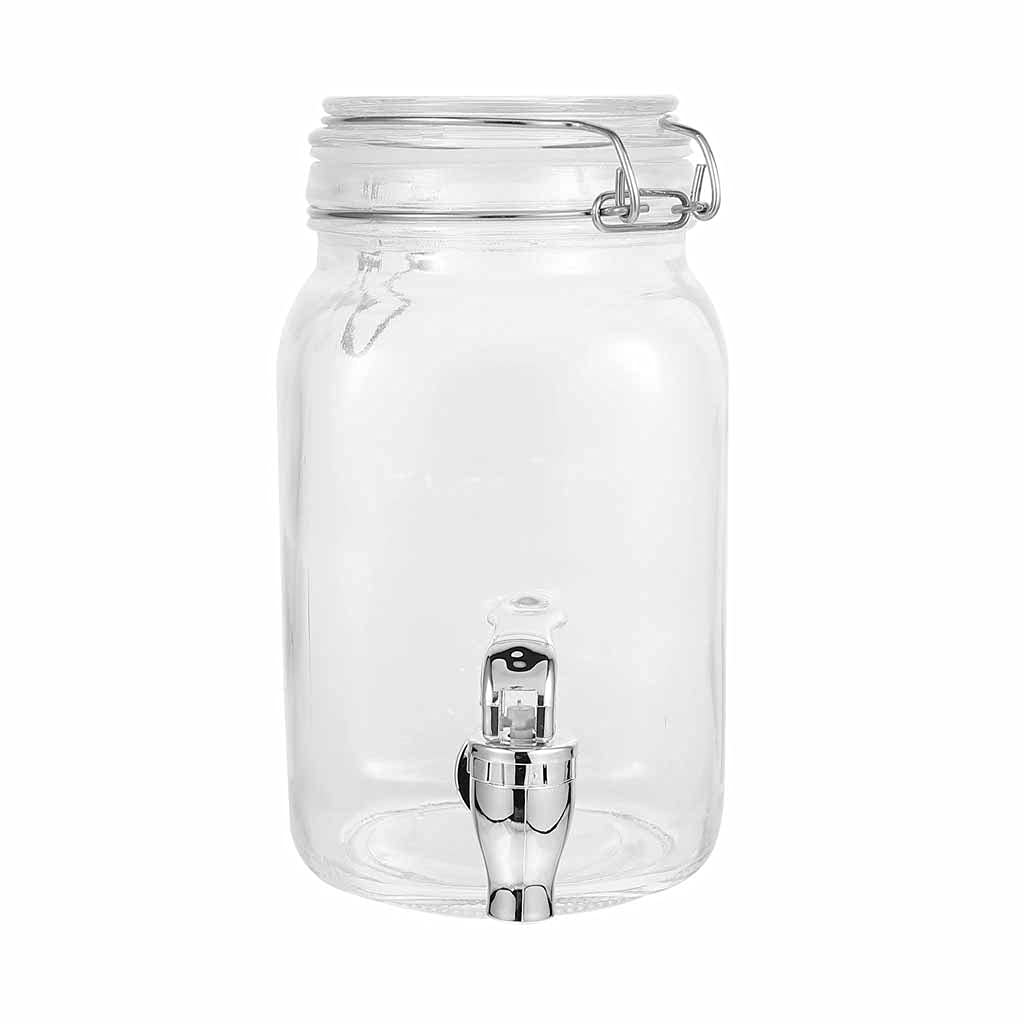 TWDYC 1-Piece Glass Juice Dispenser with Faucet - Small Kitchen Storage Jar for Beverages, Lemonade & Iced Tea - Perfect for Home, Office & Party Use