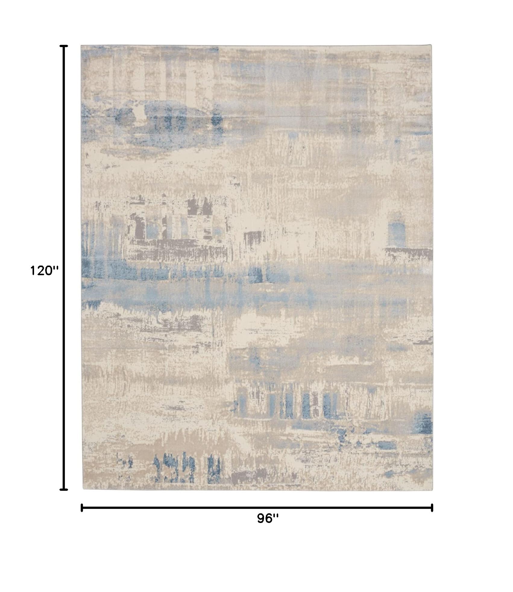 Nourison Solace Abstract Ivory Grey Blue 8x10 Area Rug - Easy Clean, Non-Shedding, Stain Resistant for Bedroom, Living Room, Dining Room & Kitchen | Soft Comfort Underfoot for Home Decor & High Traffic Areas