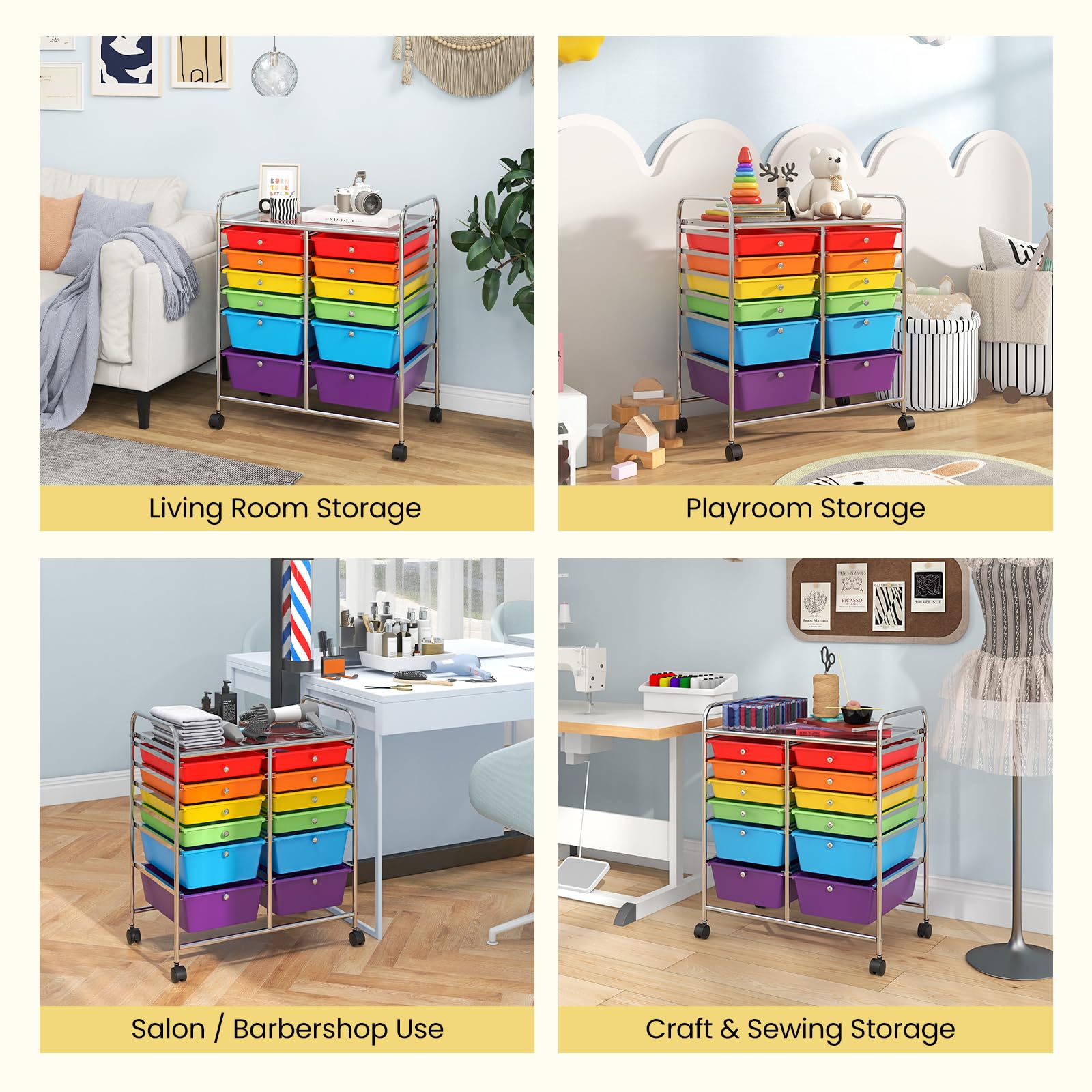 Giantex 12-Drawer Rolling Storage Cart - Mobile Organizer for Tools, Scrapbook Paper, Office & School Supplies | Perfect for Craft Rooms, Workshops & Classroom Organization