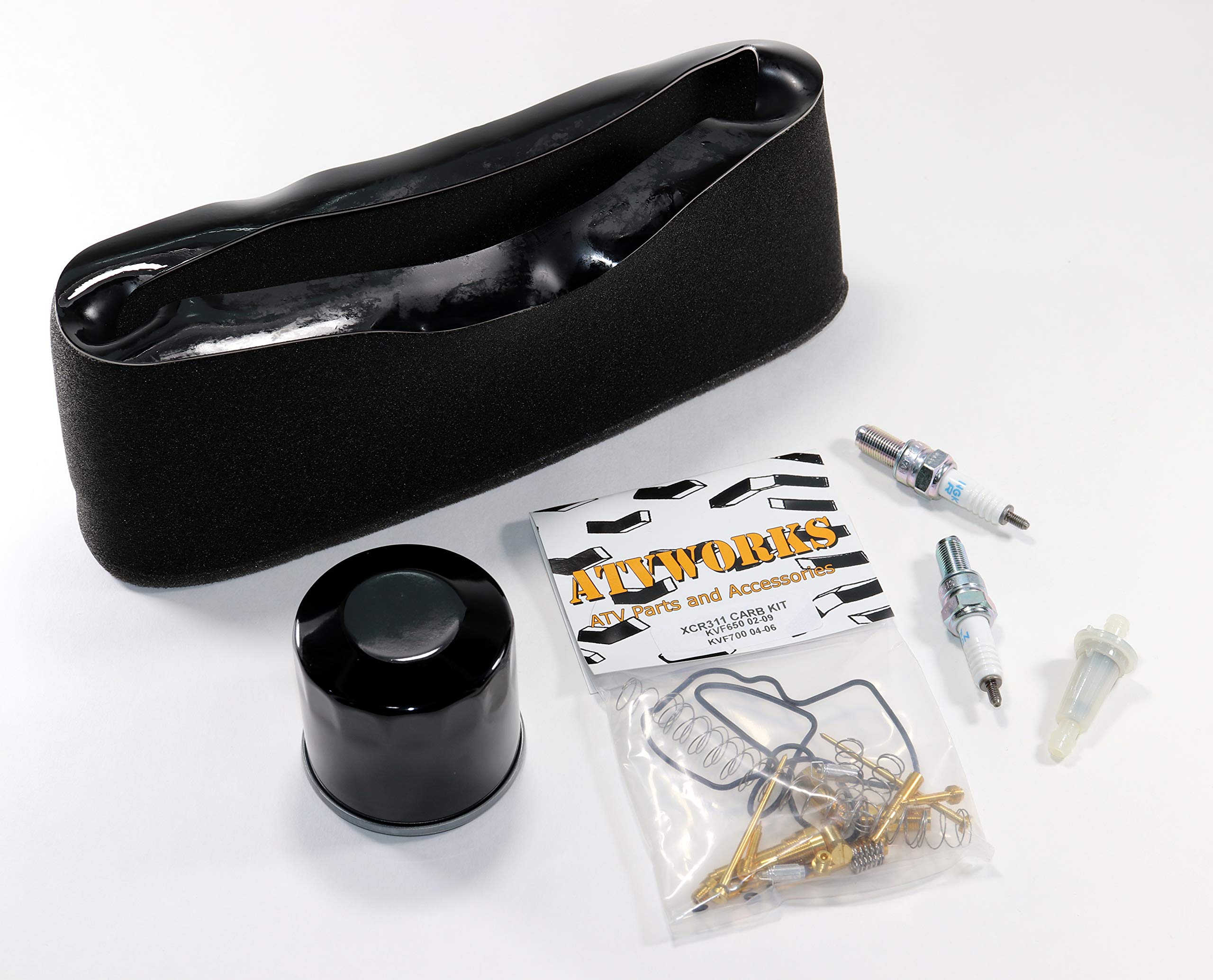 Kawasaki Prairie 650 & 700 / Brute Force 650 ATV Tune-Up Kit - Oil Filter, Air Filter, Spark Plugs, Fuel Filter & Carburetor Rebuild Kit | Complete Maintenance Kit for Off-Road Performance & Engine Protection | Perfect for Trail Riding, Hunting & Farm Work