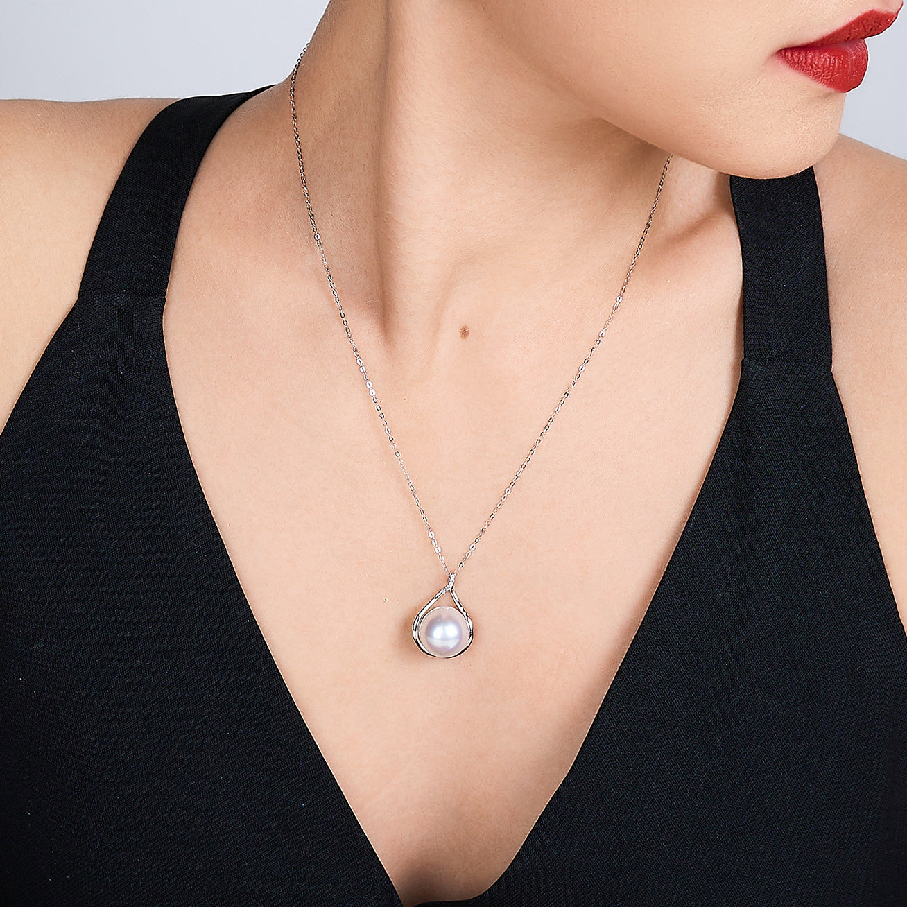 18K Solid Gold Australian White South Sea Pearl Necklace KN00229 - Elegant Jewelry for Weddings, Parties & Special Occasions