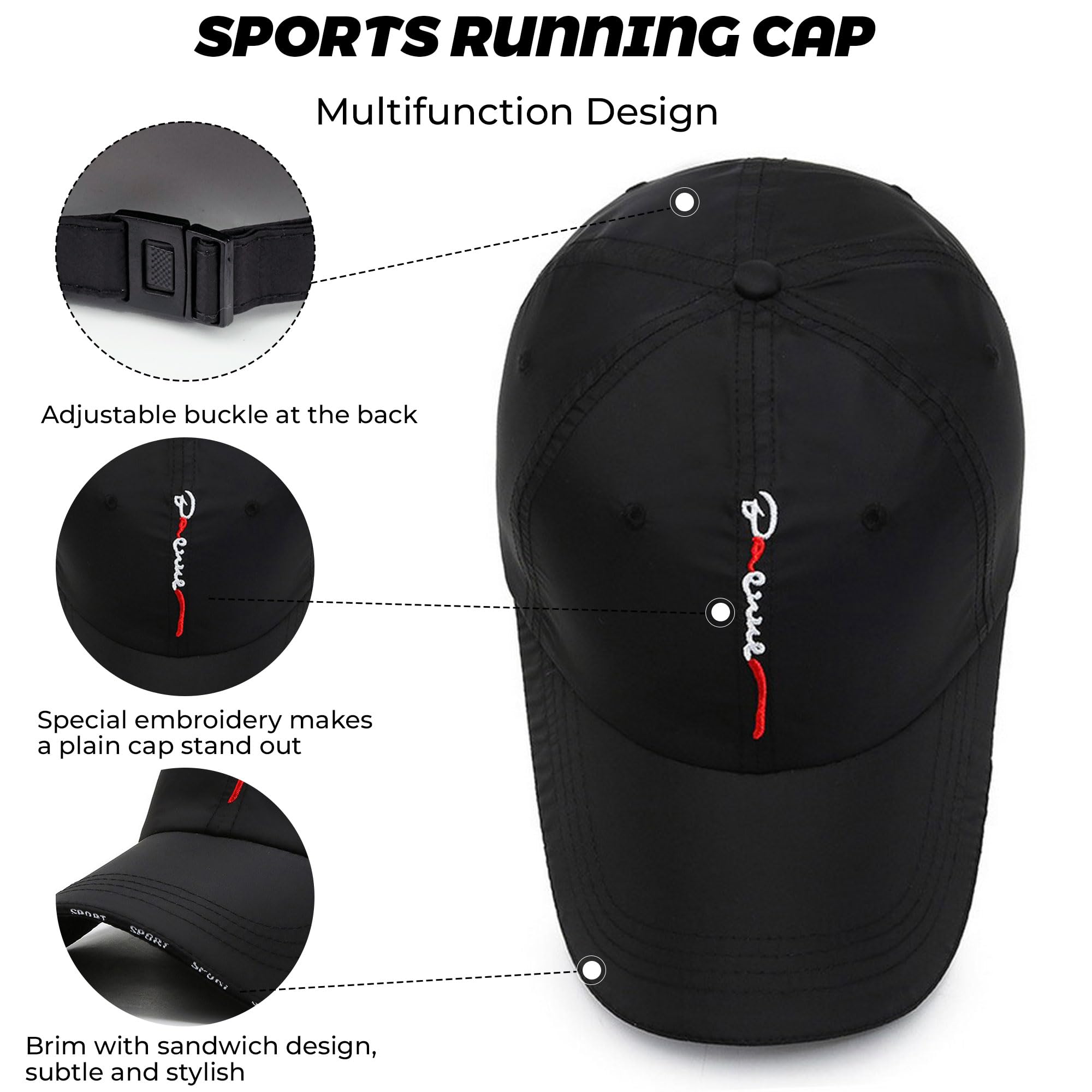 CLAPE UPF50+ Sun Protection Hat - Lightweight Waterproof & Breathable Outdoor Sports Cap for Men Women - Perfect for Hiking, Running, Fishing, and Beach Activities