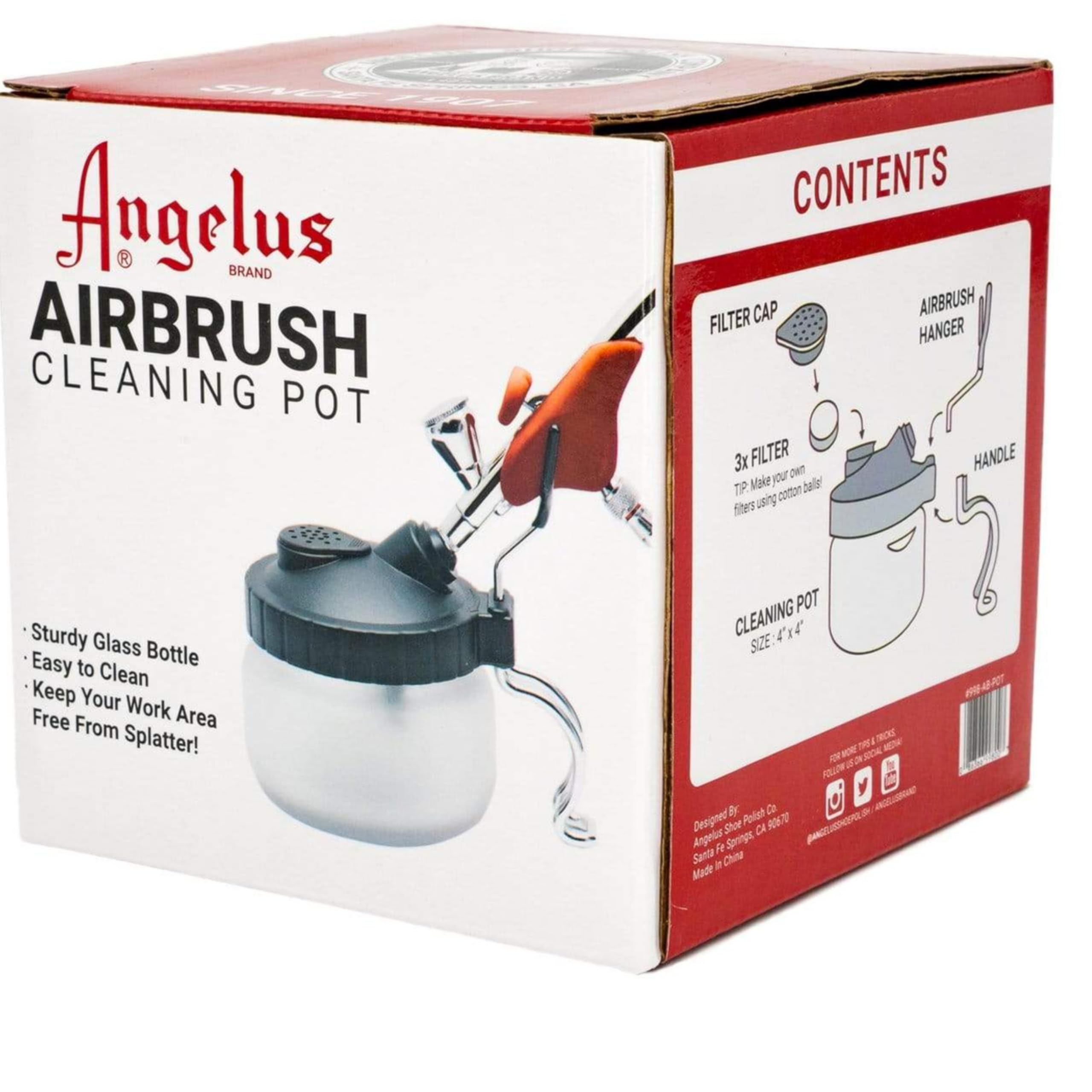 ANGELUS Airbrush Cleaning Pot with Holder - Perfect for Art & DIY Projects