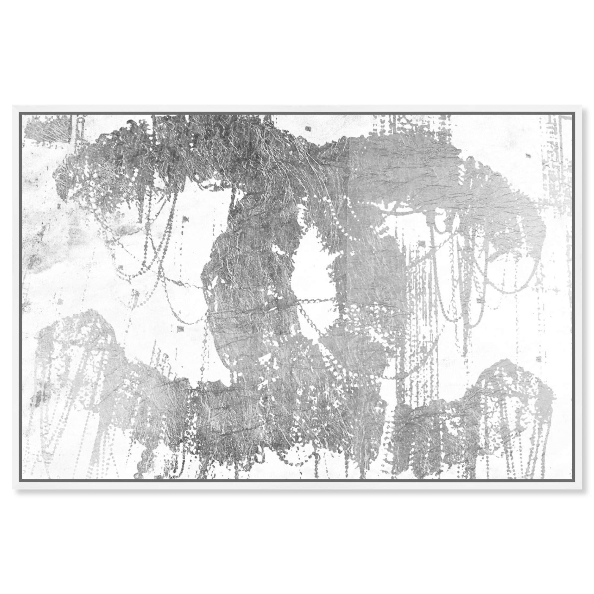Oliver Gal Artist Co. 'Hey Lolita Silver' Framed Wall Art - 36x24 Inch Fashion & Glam Canvas Print in Gray & White - Perfect for Living Room, Bedroom, or Office Decor