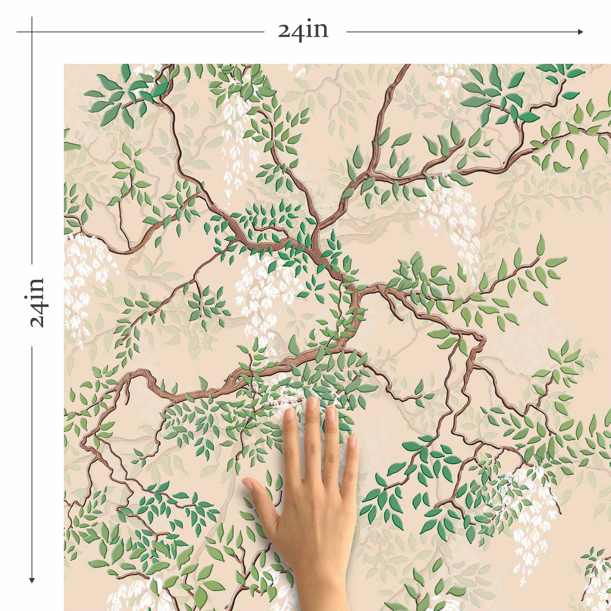 Green Leaves Peel and Stick Removable Wallpaper - Self-Adhesive Decorative Wall Covering for Home, Office & Nursery - Easy to Apply & Remove - Perfect for Bedroom, Living Room & Dorm Decor
