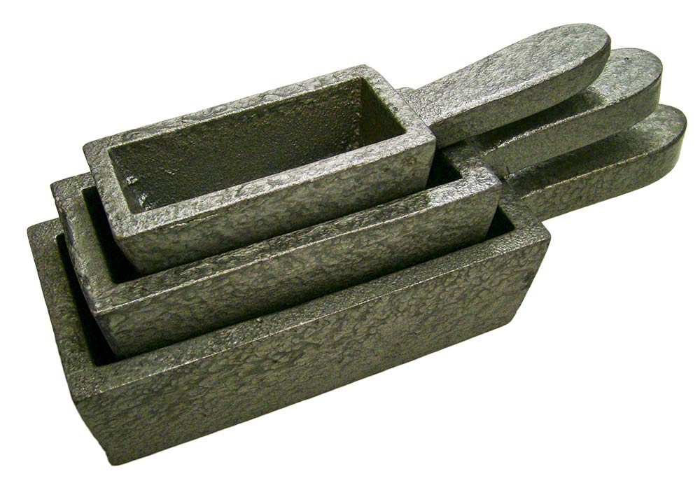 3-Piece Gold Bar Loaf Mold Set - 200oz, 80oz, 40oz Cast Iron Steel Molds for Melting & Smelting - Perfect for DIY Gold Casting, Jewelry Making & Precious Metal Crafting