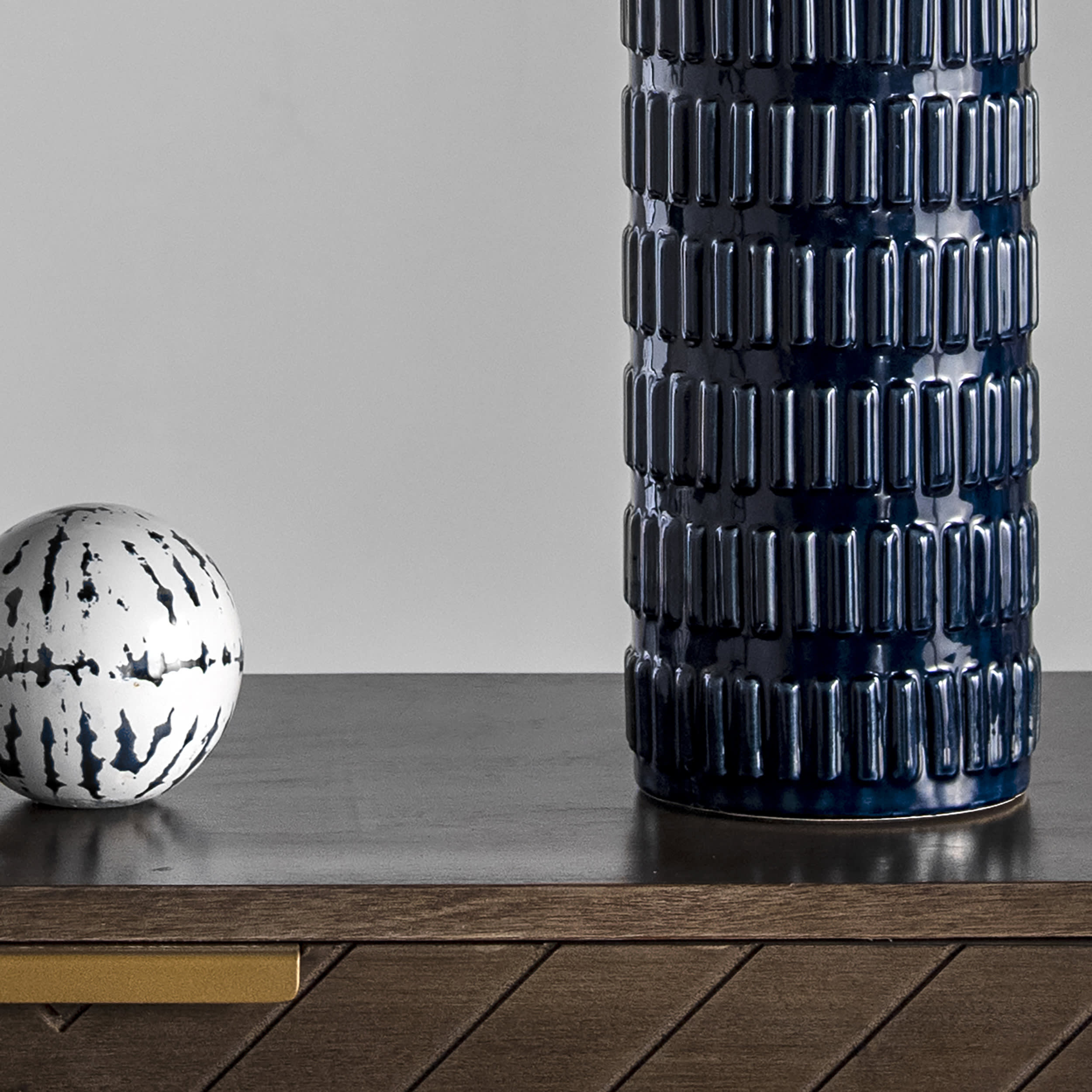 25 Inch Tangela Ridged Ceramic Table Lamp - Blue Modern Home Decor for Living Room, Bedroom & Office Lighting