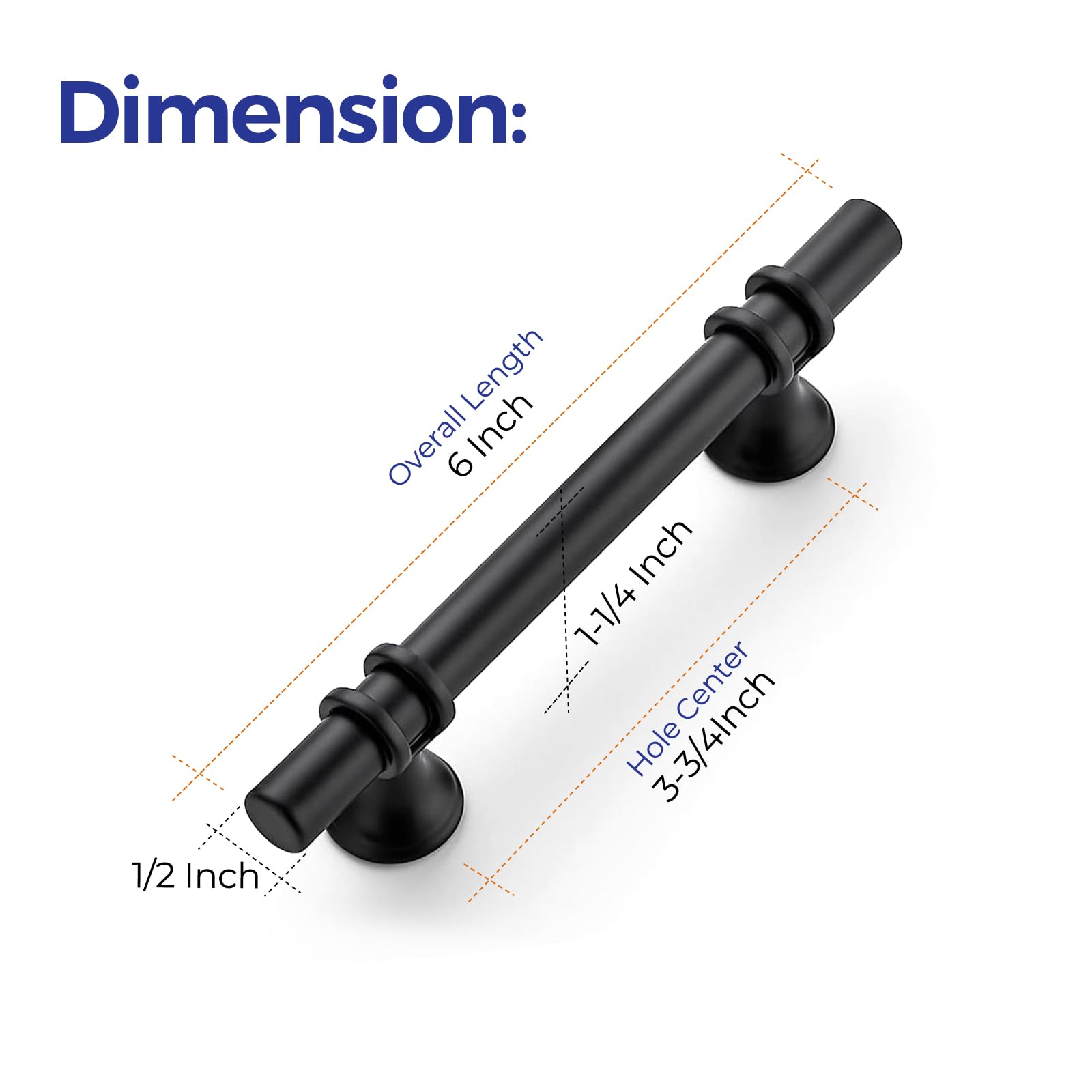 Ravinte 15 Pack 6 Inch Matte Black Cabinet Pulls - Round Base Kitchen Cupboard Handles & Drawer Pulls (6