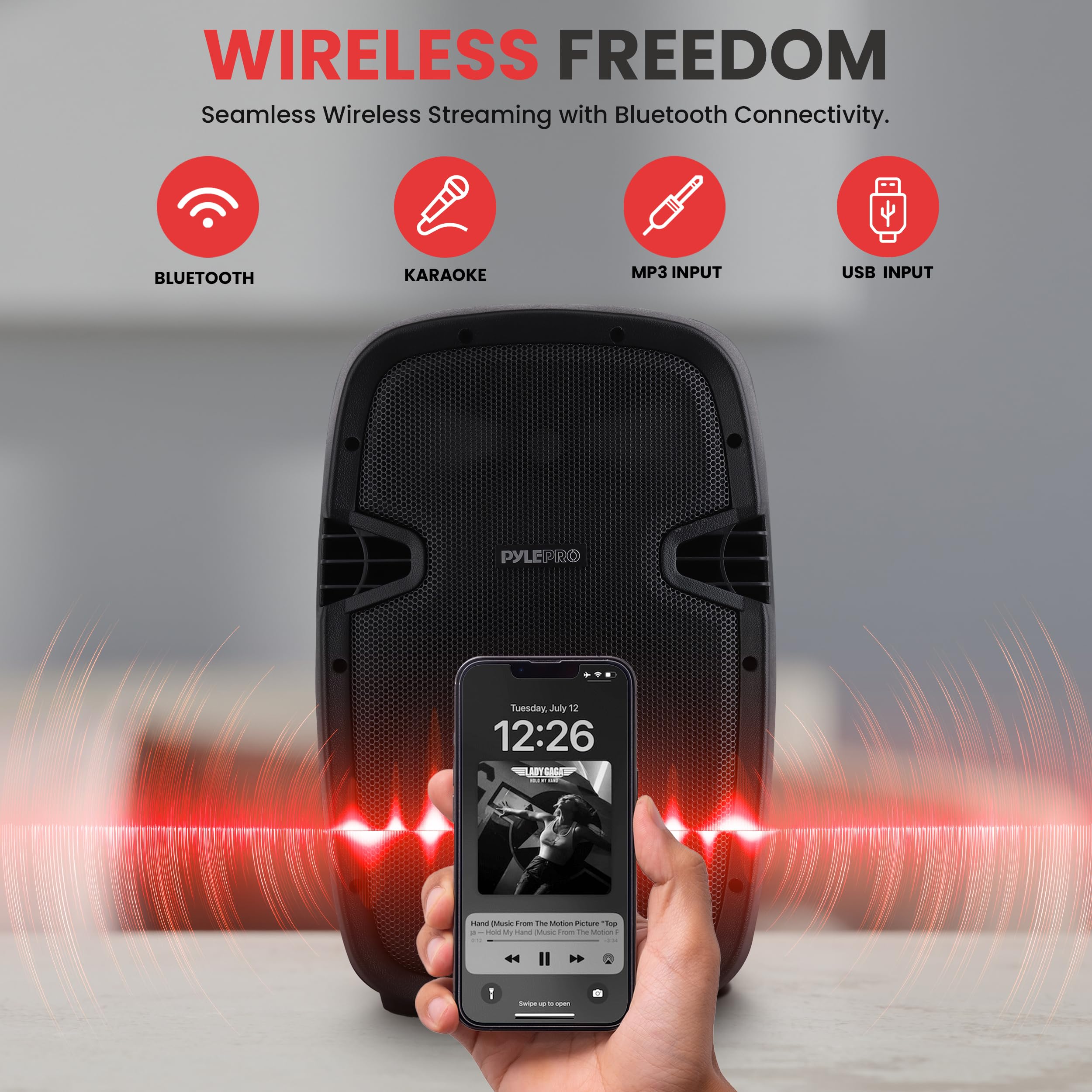 Pyle PPHP1049KT Wireless Portable PA System - 1000W High Power Bluetooth Speaker with USB/SD/MP3/AUX Inputs, 35mm Mount, 2 Stands, Mic & Remote - Ideal for Outdoor Events, Parties, and Public Announcements