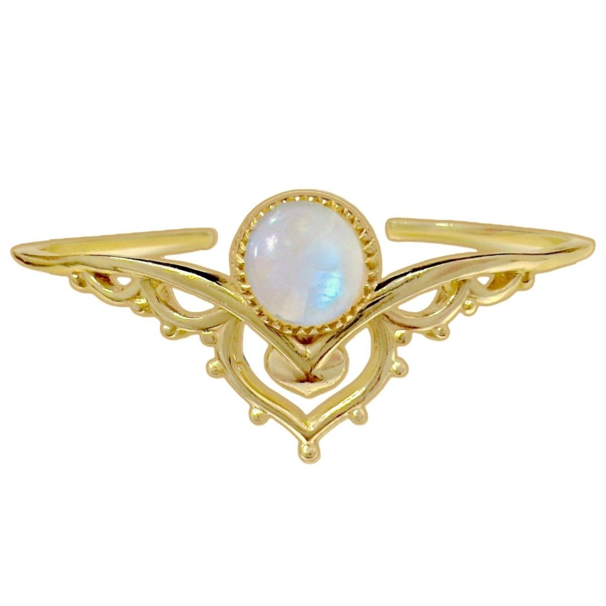 Laihas Handmade Daisy Boho Gold Moonstone Bangle Bracelet for Women - Boho Chic Jewelry for Festival, Wedding & Everyday Wear