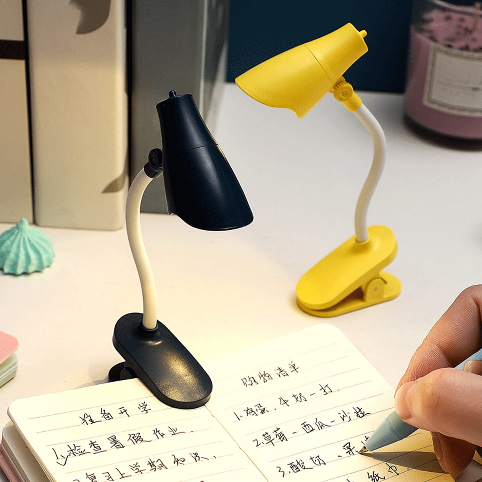 wnnyy Mini Clip-On LED Desk Light - 5.9 Inch Eye Protection Reading Lamp with 360° Flexible Gooseneck, Book Clamp Light for Night Reading, Studying, Writing & Office Work (Black)