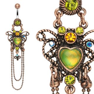Vintage Heart Navel Ring 14G 3/8