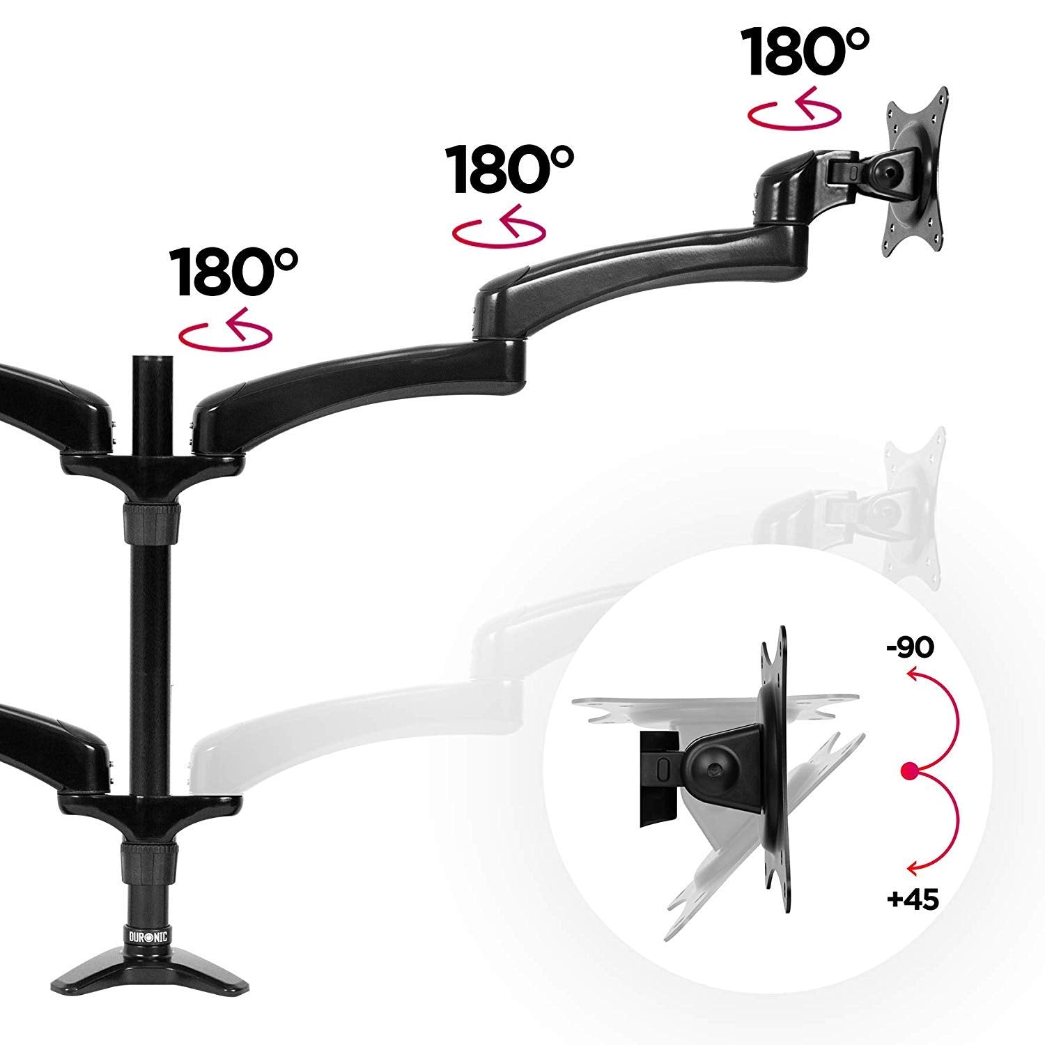 Duronic DM454 Quad Monitor Arm Stand - Heavy Duty Aluminum Desk Mount for 4 Screens (15