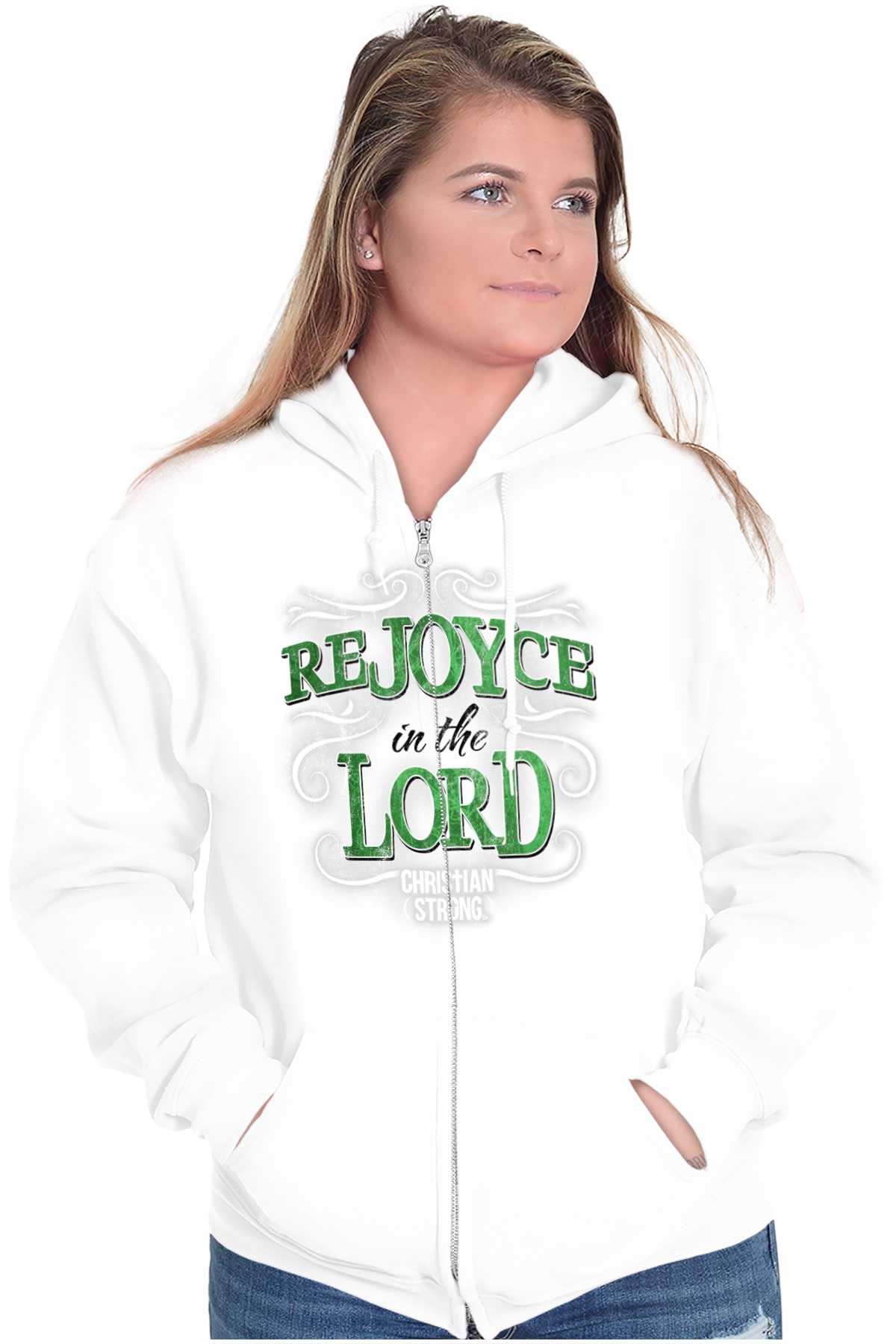 Rejoice In The Lord Christian Zip Hoodie Sweatshirt for Women - Faith-Inspired Comfort Wear for Church, Bible Study & Everyday Inspiration