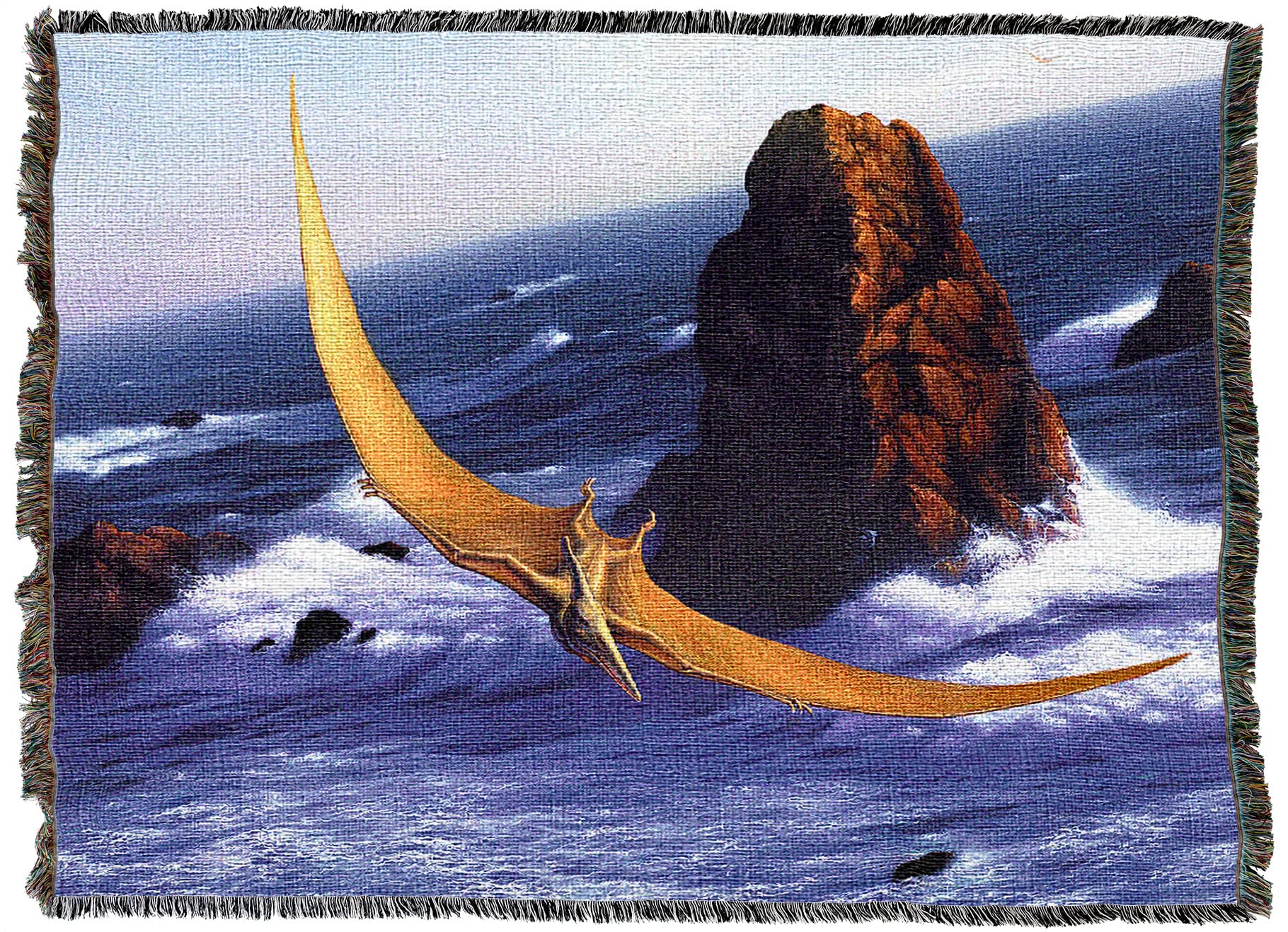 Jerry LoFaro Pteranodon Dinosaur Blanket - Handwoven Cotton Prehistoric Tapestry Throw - Made in USA (72x54) - Perfect for Home Decor, Gift Giving & Cozy Living Room Use