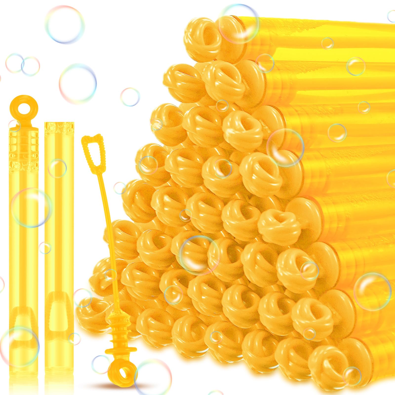 Shappy 100 Pcs Mini Bubble Wands - Rose Shaped Bubble Blowers for Valentine's Day, Weddings, Anniversaries & Birthday Parties - Bulk Party Favors for Kids, Outdoor Events & Goodie Bag Fillers (Yellow) - Perfect for Garden Parties, Baby Showers & School Events