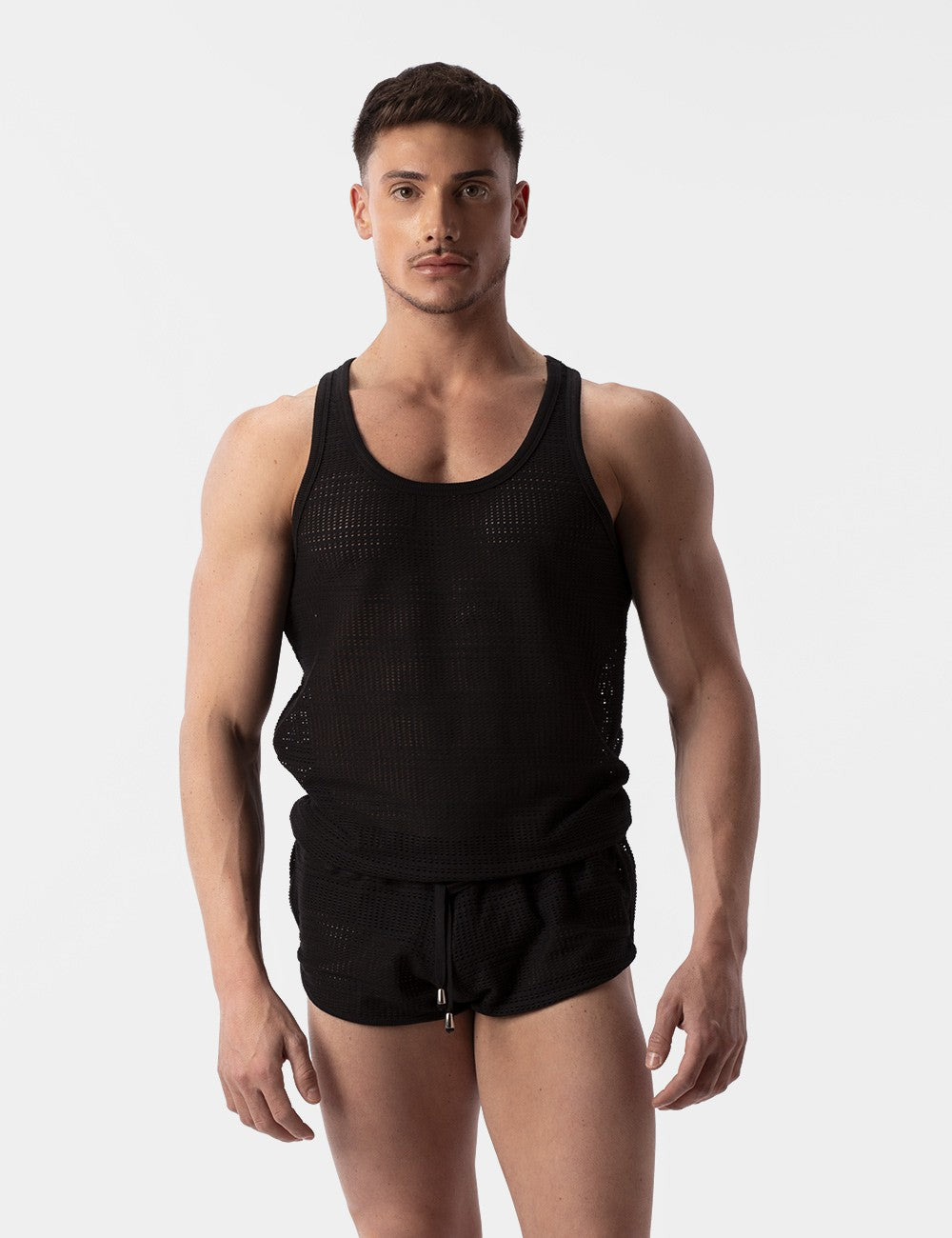 Barcode Berlin Lunt Crochet Tank Top for Women - Black Summer Boho Beach Cover Up & Casual Outfit