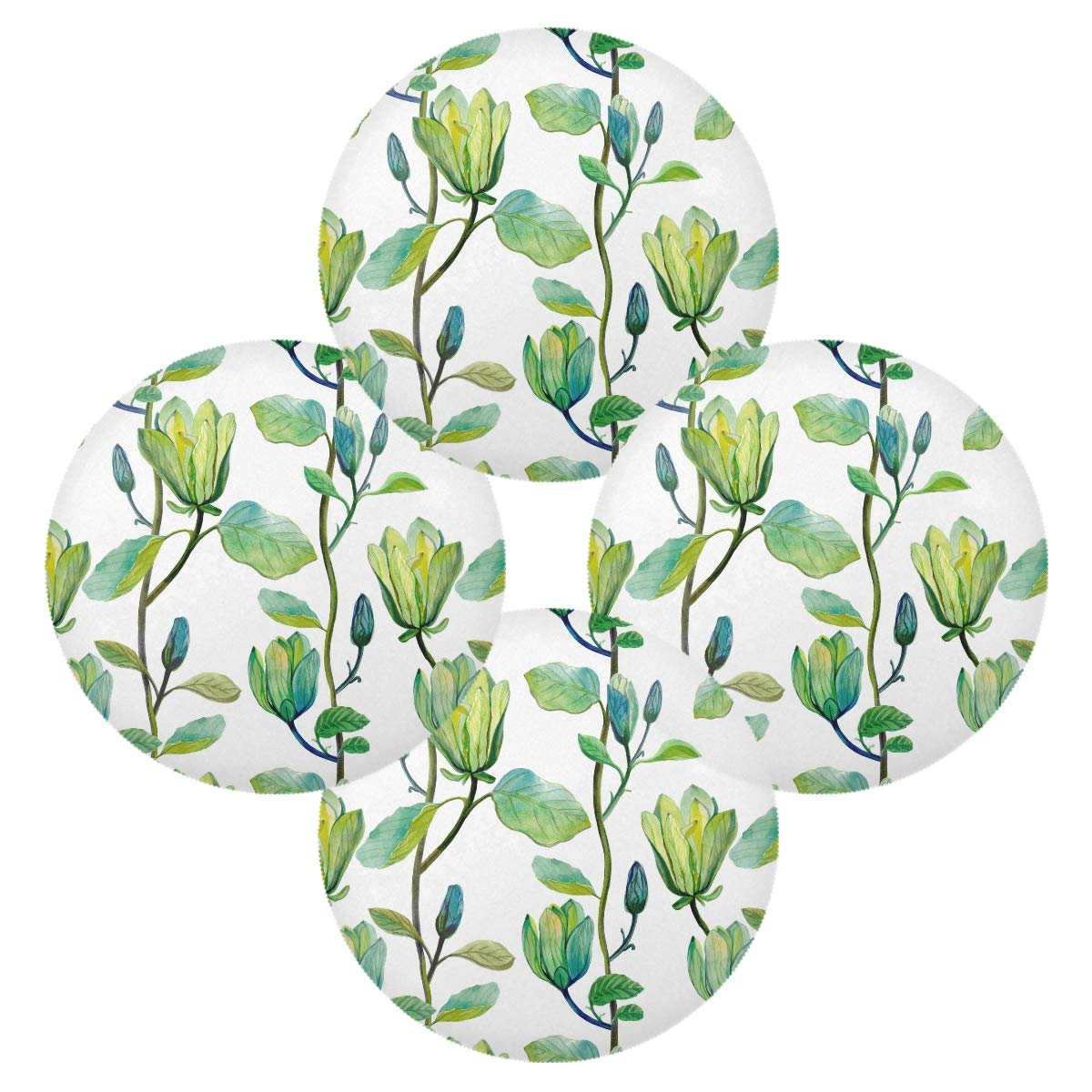 Hand-Painted Magnolia Flower Watercolor Placemats - 15.4 Inch Decorative Dining Table Mats for Holiday & Home Decor | Perfect for Dinner Parties, Family Gatherings & Special Occasions