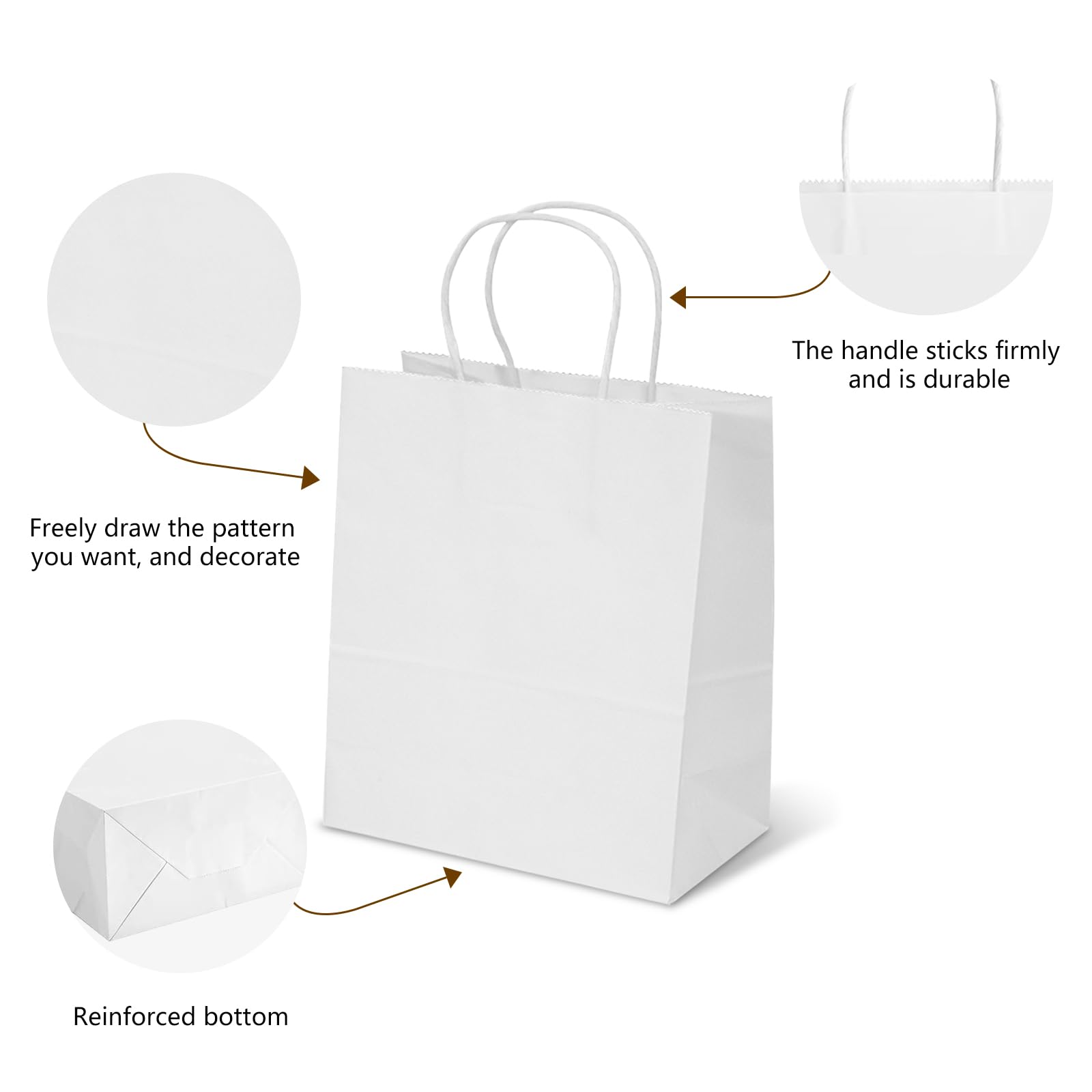 TOWRAP 50Pcs Brown Kraft Paper Bags with Handles - 9 x 5.9 x 9.84 Inch Eco-Friendly Gift Bags Bulk for Shopping, Parties, Retail, Merchandise & Favors | Perfect for Weddings, Birthday Gifts & Small Business Packaging