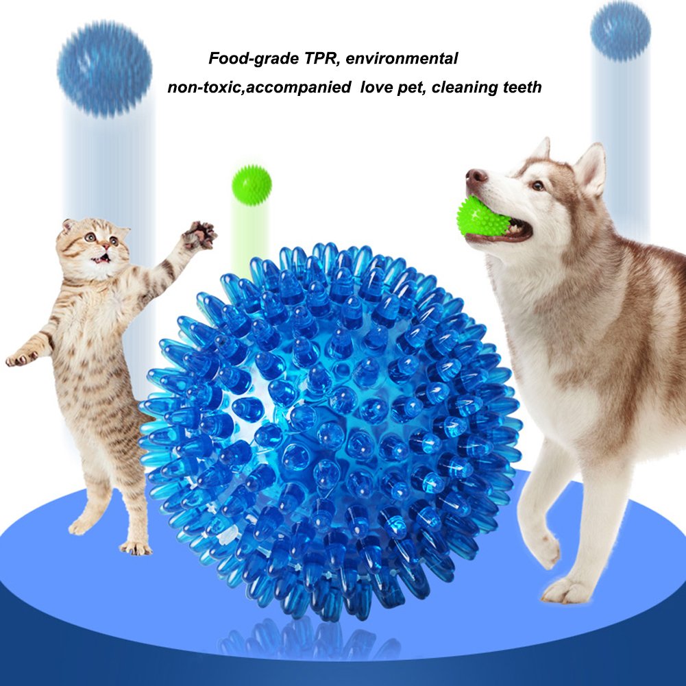 3 Pack Squeaky Dog Chew Toys - Soft Bouncy Chew Balls for Puppies, Small, Medium & Large Dogs & Cats - Dental Cleaning Teeth Toys for Pets - Perfect for Indoor Play, Training & Teething Relief
