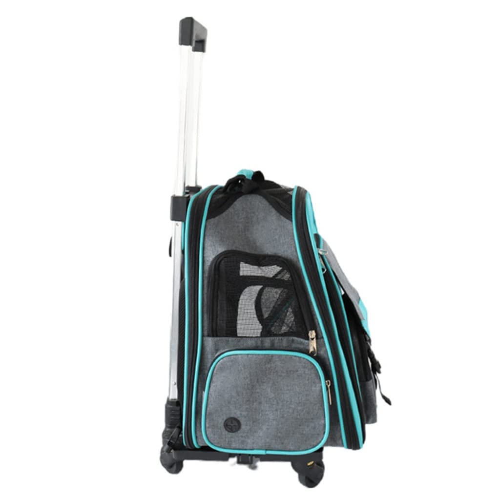 MASME Expandable Pet Backpack Carrier with Wheels - Portable Travel Shoulder Bag for Dogs & Cats - Foldable Pet Stroller for Outdoor Adventures, Vet Visits & Air Travel