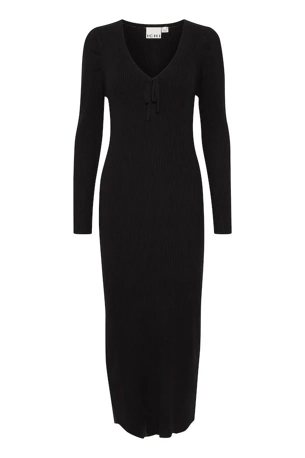 Brese Knit Midi Dress for Women - Elegant Black Stretchy Bodycon Dress for Casual Wear, Date Night & Office Outfits