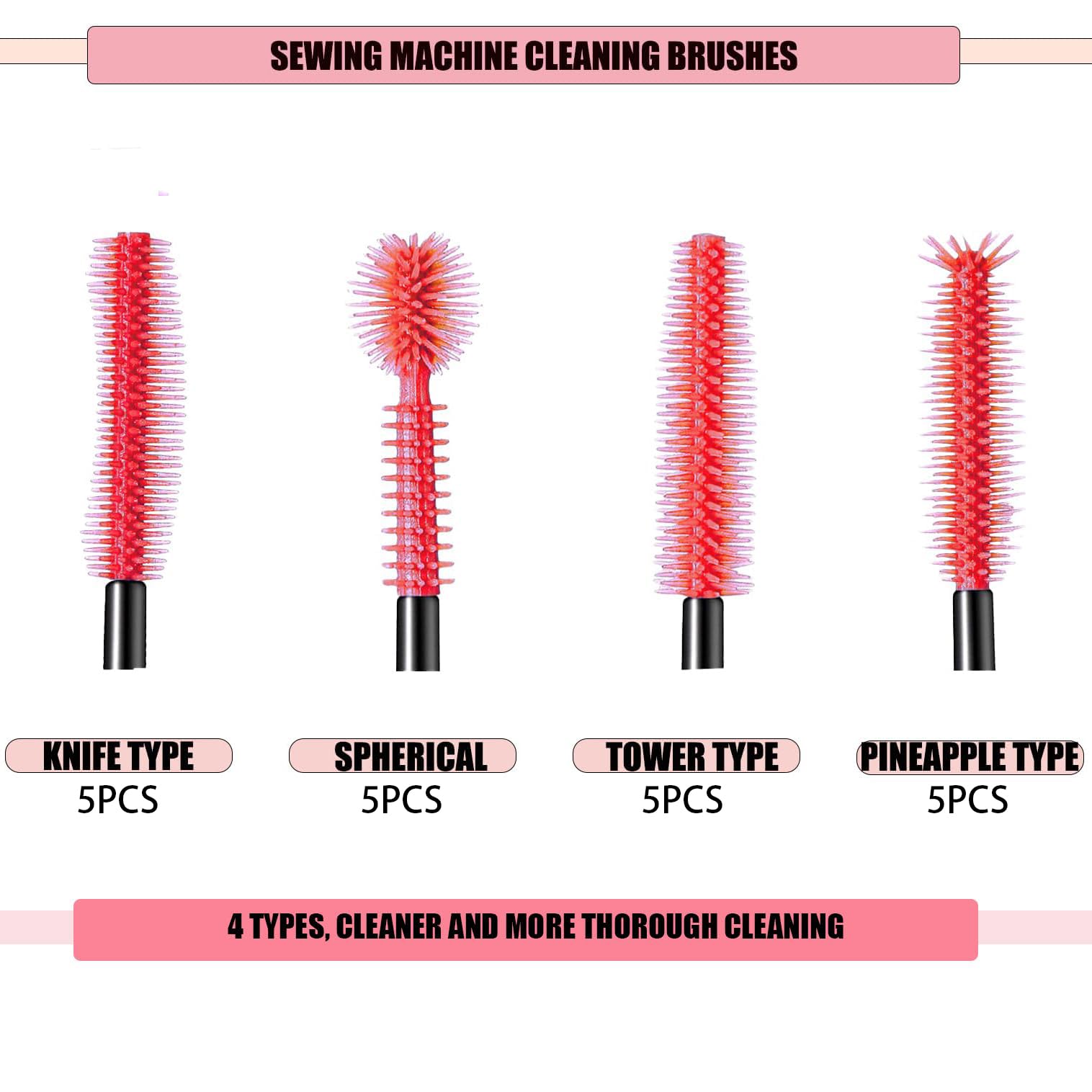 20 Pcs Reusable Silicone Sewing Machine Cleaning Brushes - Dense Bristles for Nook, Cranny & Spool Area - Essential Sewing Tools & Accessories - Perfect for Home Sewing, Quilting & DIY Craft Projects