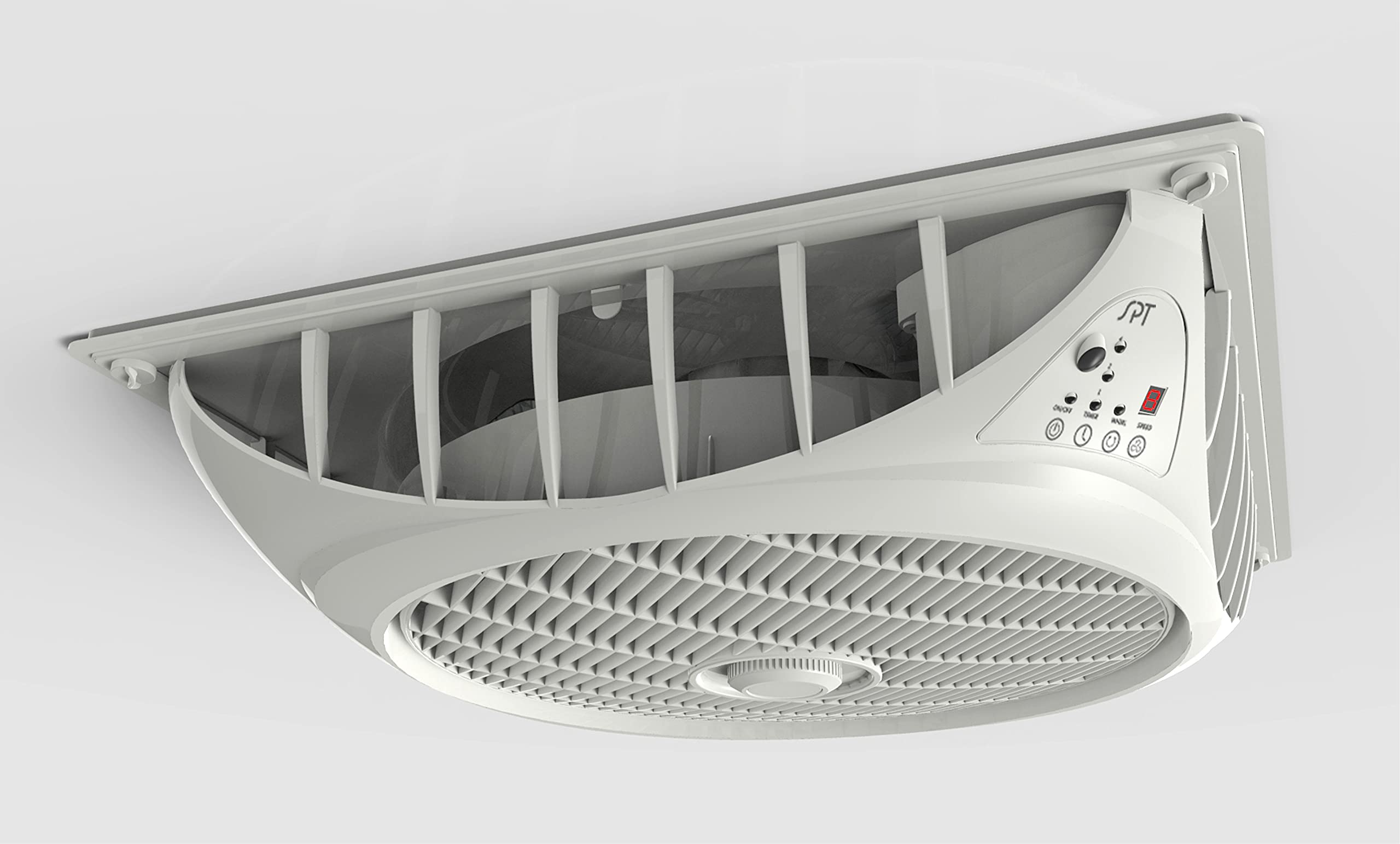 SPT SF-1691CB: 16 Inch White DC Motor Drop Ceiling Fan with Remote Control - Perfect for Bedrooms, Kitchens, and Small Spaces