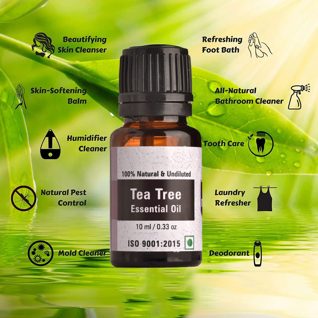 Nuvotone Tea Tree Essential Oil for Skin, Hair & Acne Treatment - 100% Pure Natural Oil for Face Care, Scalp Health & Blemish Relief - Perfect for Aromatherapy, DIY Beauty & Home Remedies