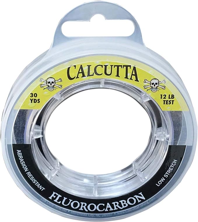 Premium Calcutta Fluorocarbon Fishing Leader Line - 30 Yard Spool - High Strength, Low Visibility for Saltwater & Freshwater Angling - Perfect for Bass, Trout, and Offshore Fishing