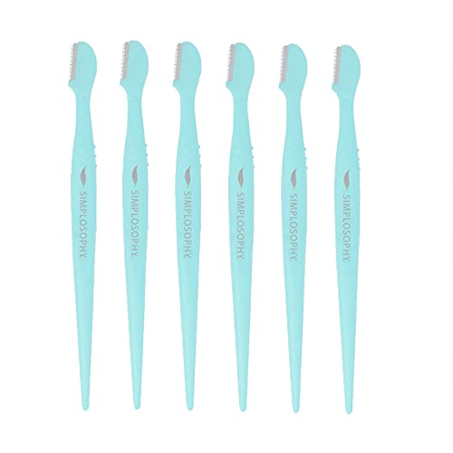 Simplosophy: 6 Pack Stainless Steel Bikini & Eyebrow Razors for Women & Men - Precision Grooming Tool for Eyebrows, Bikini Line & Body Hair - Travel-Friendly & Portable for Home, Gym & Vacation (Green)