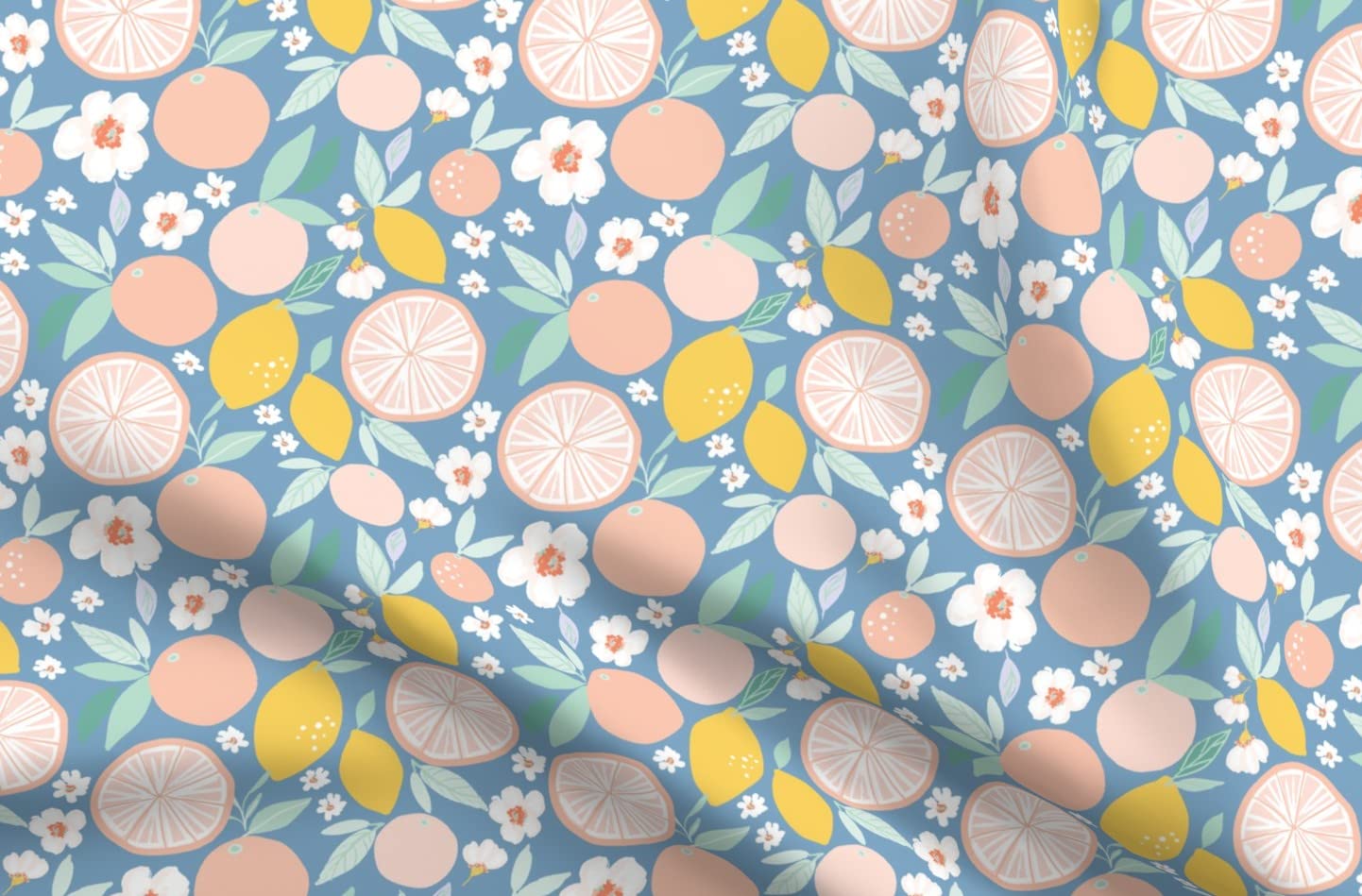 Bloom Grapefruit Lemon Print Upholstery Velvet Fabric - Fat Quarter for Nursery Decor, Home Upholstery & Apparel | Soft Durable Fabric for Curtains, Pillows, Clothing & DIY Crafts