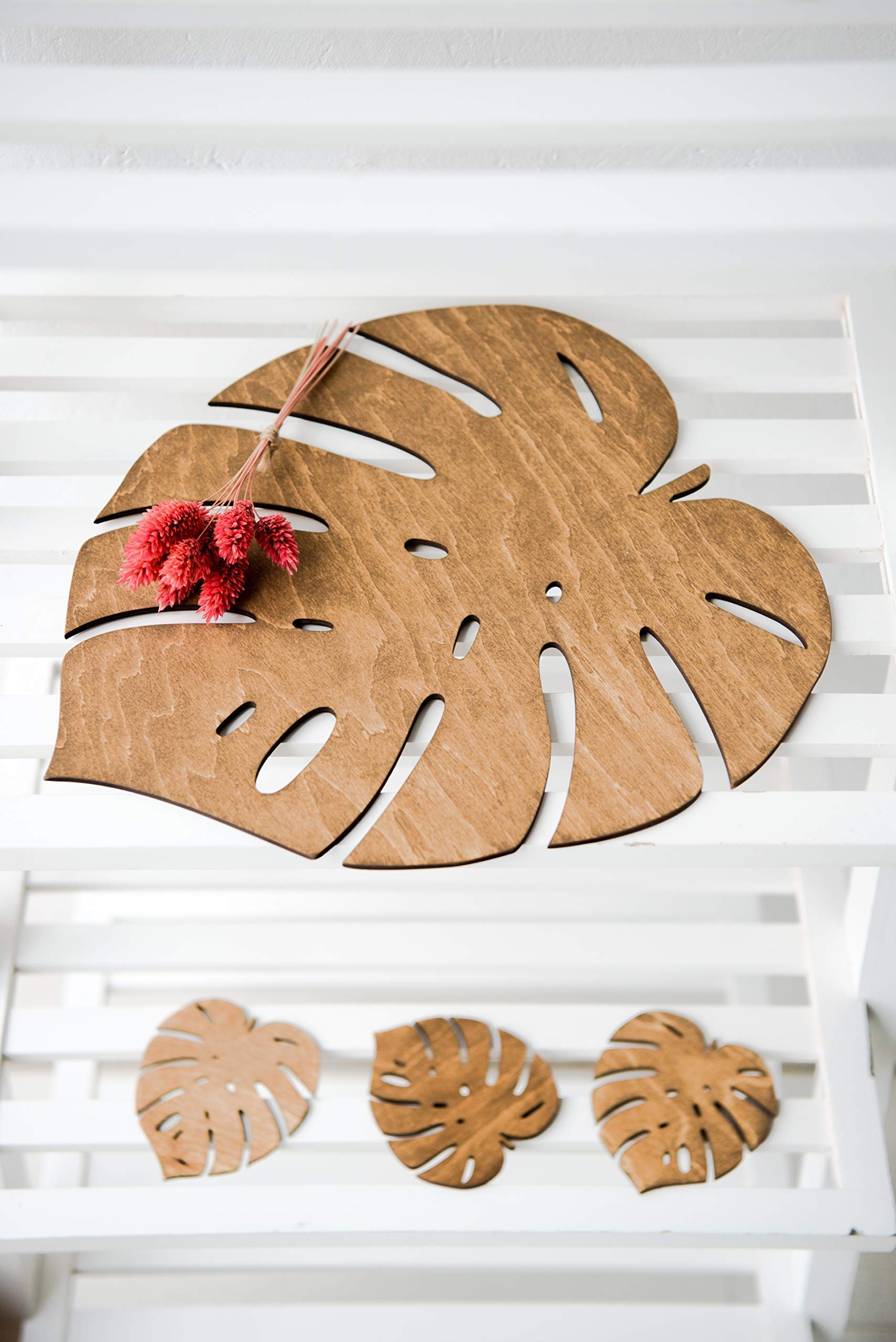 Natural Wooden Placemats for Dining Table - Monstera Leaf Design Table Mats - Perfect for Kitchen, Dining Room, and Outdoor Picnics