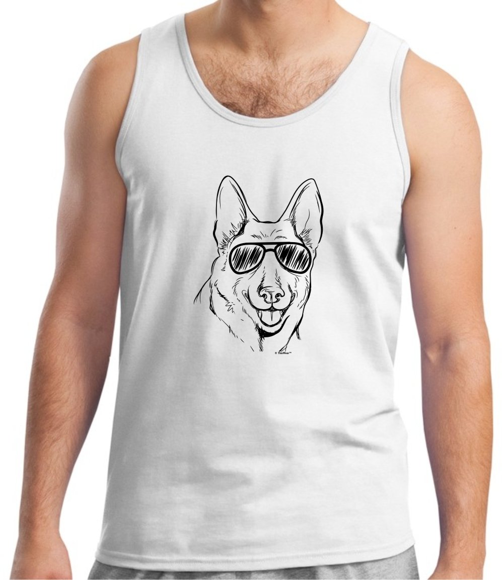 German Shepherd Gifts for Dog Lovers - Cool Dog in Sunglasses Graphic Tank Top - Perfect for Casual Wear, Dog Parks & Pet Owner Apparel