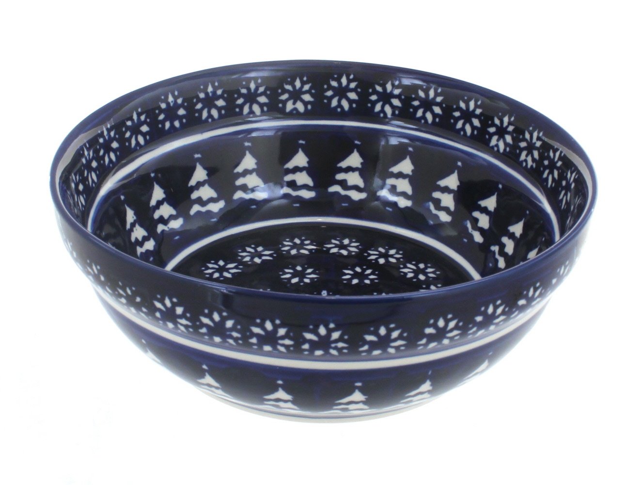 Blue Rose Polish Pottery Winter Nights Ceramic Bowl - Handmade Soup & Cereal Bowl for Cozy Winter Mornings & Holiday Dining - Perfect for Breakfast, Soup, Oatmeal & Home Decor