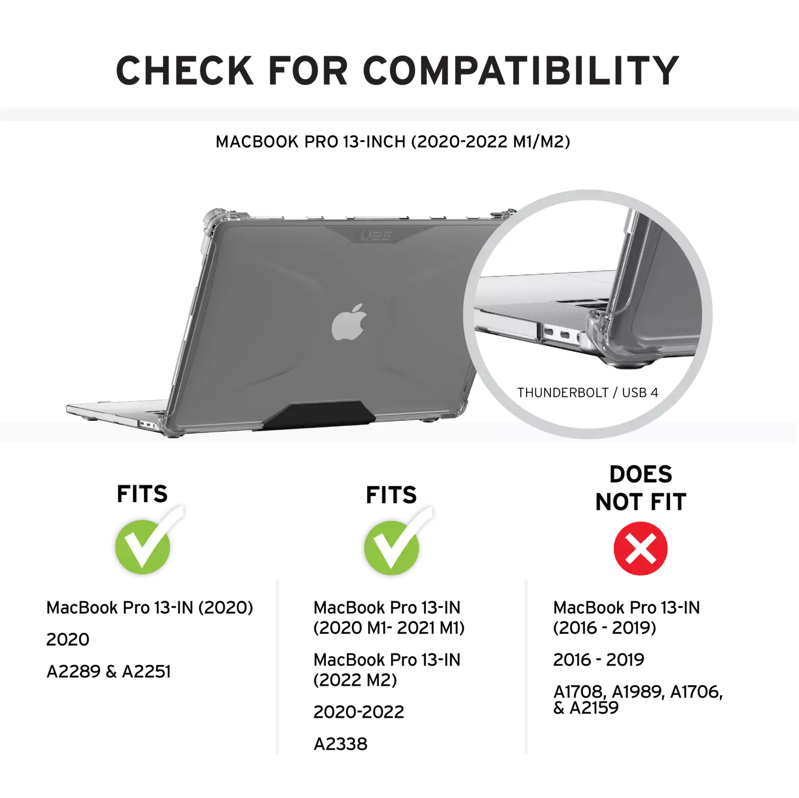 UAG U Lucent Protective Case for MacBook Pro 13-inch M2 (2022 Model) - Ice/Black | Slim Lightweight Cover for Work, Travel & Everyday Use